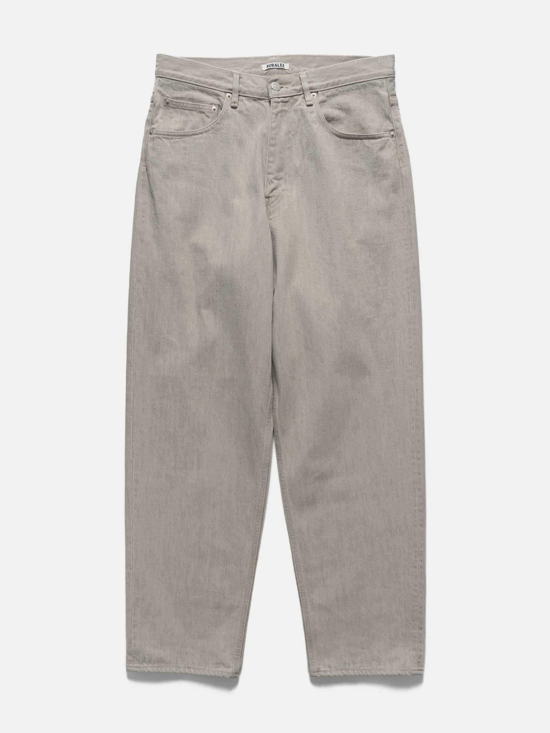 Faded Hard Twist Brown Denim Wide Pants Light Gray