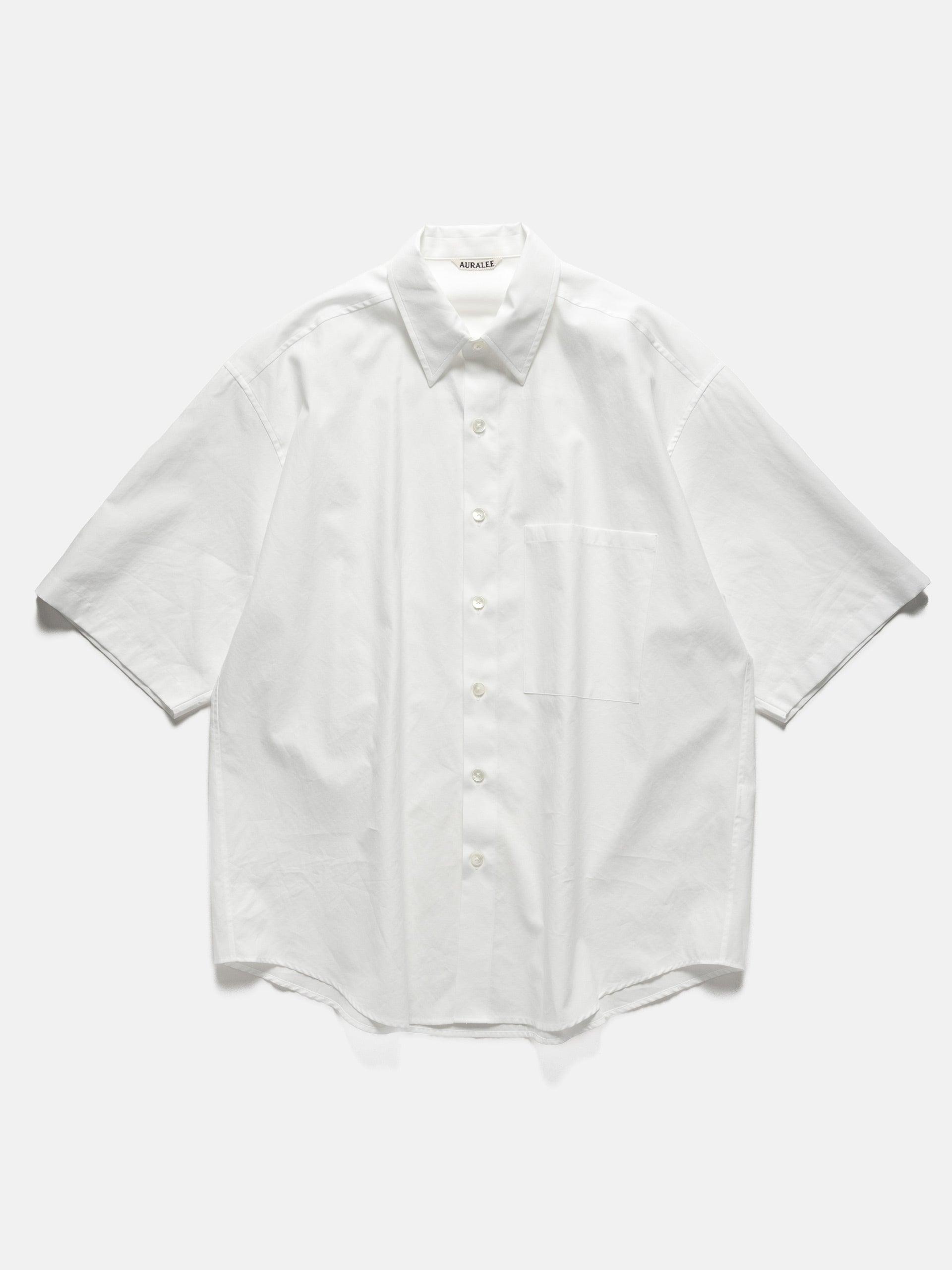 Washed Finx Twill Big Half Sleeved Shirt White