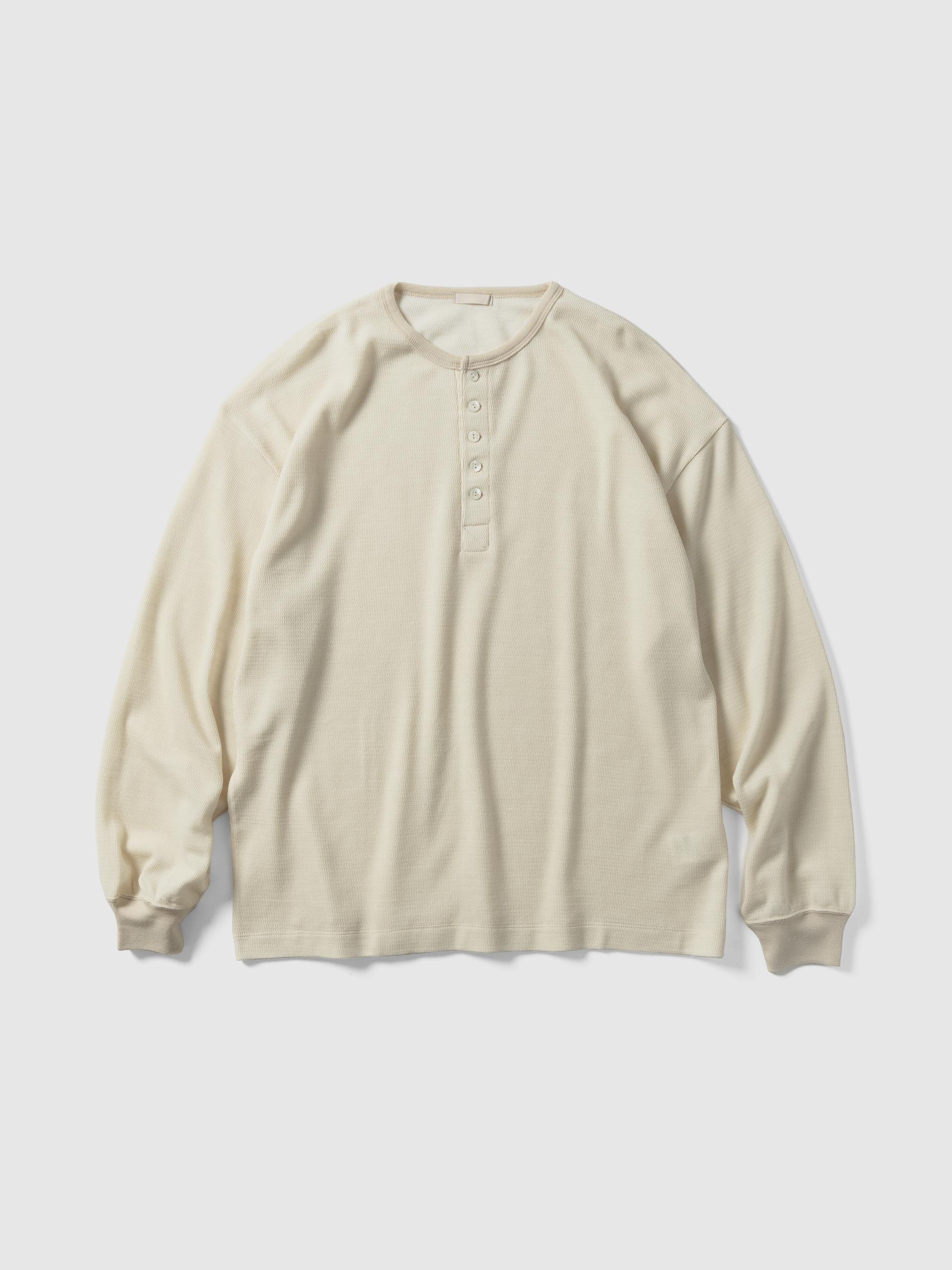 W/C Honeycomb HENLEY-NECK Top Ecru