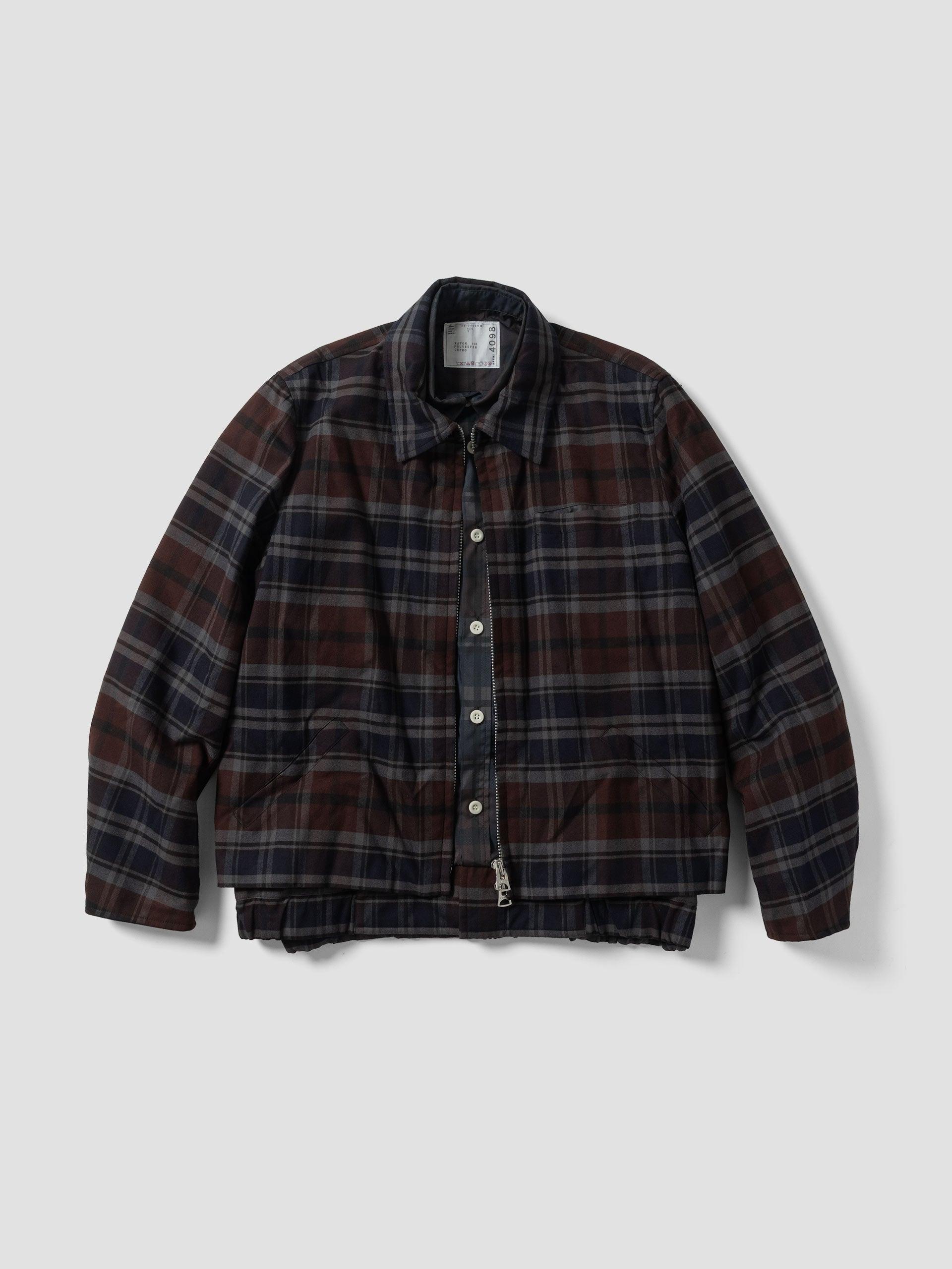 Plaid Flannel Blouson Brown x Navy