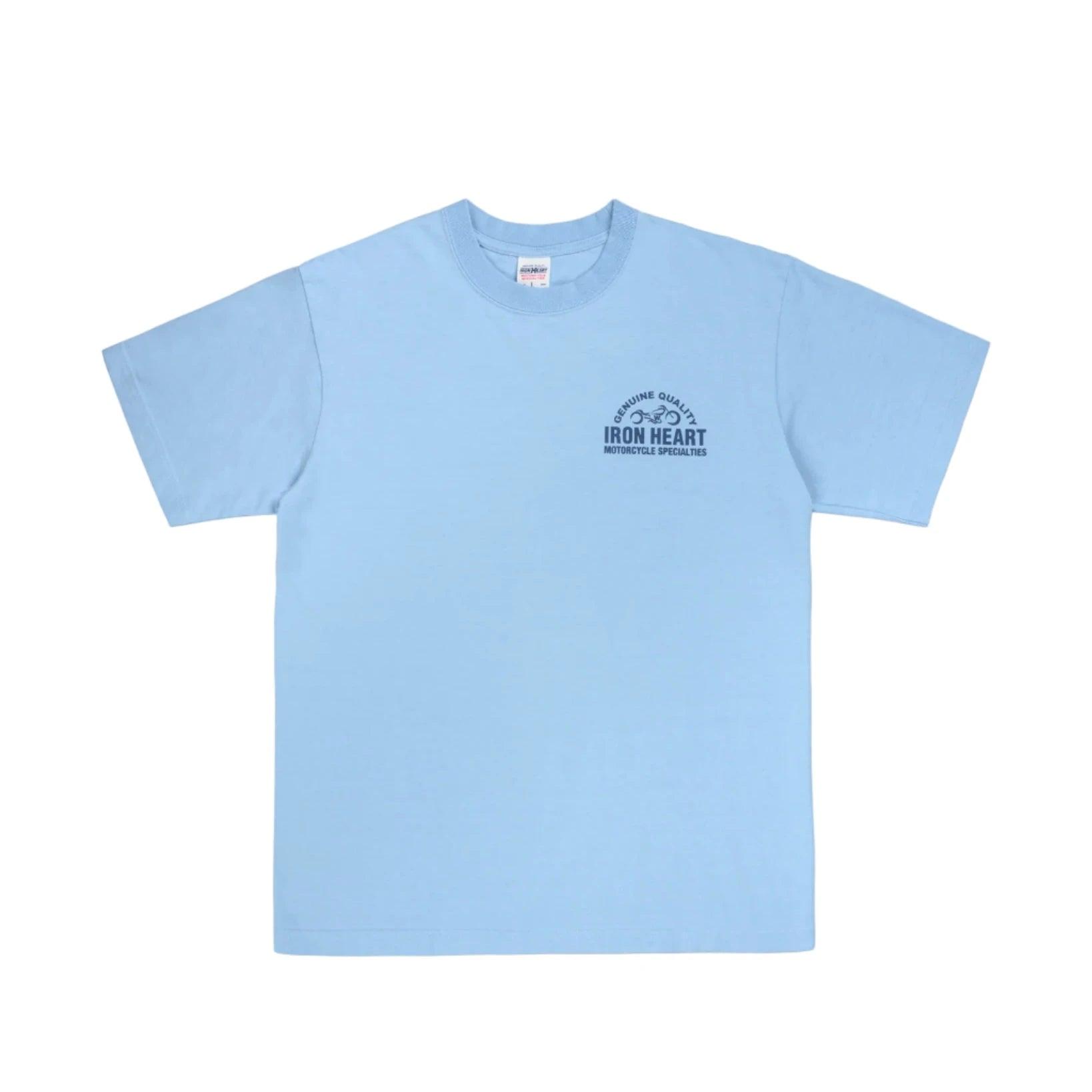 IHT-2504-SAX 7.5oz Printed Loopwheel Crew Neck T-Shirt Sax Blue
