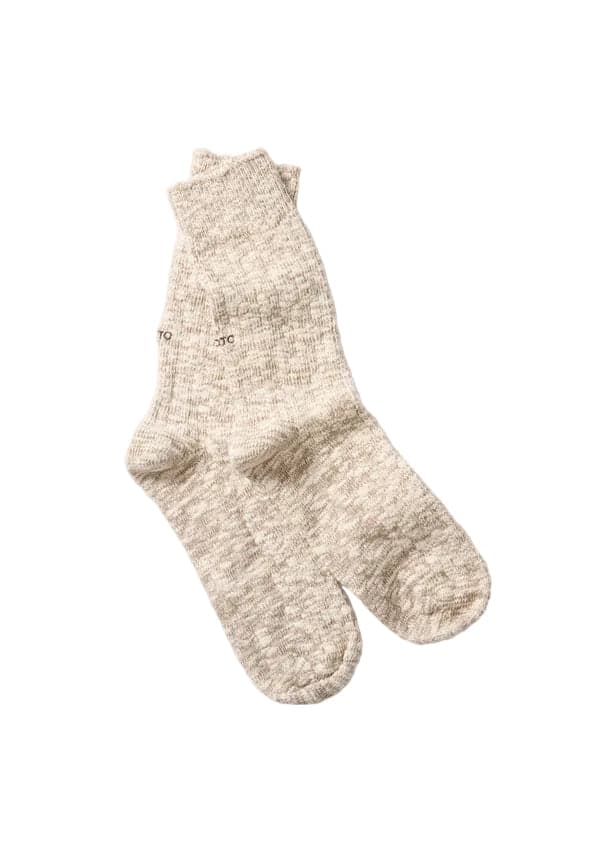 R1634 Organic Cotton Slub Crew Socks Mocha