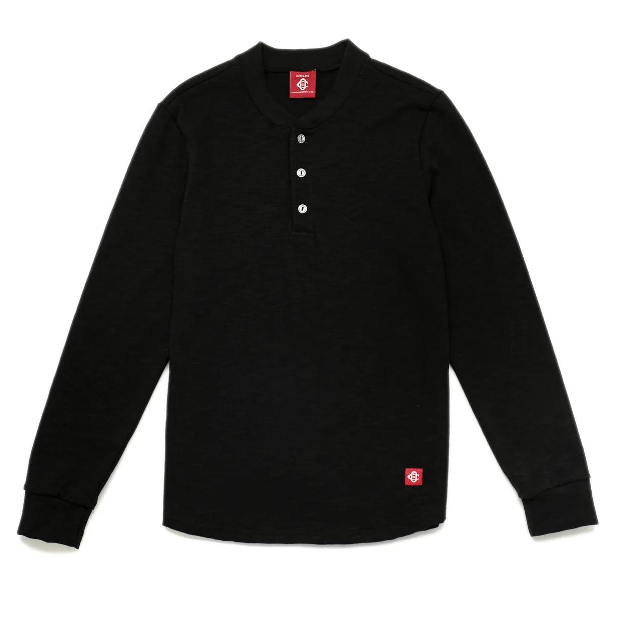5224 Slub L/S Henley Black