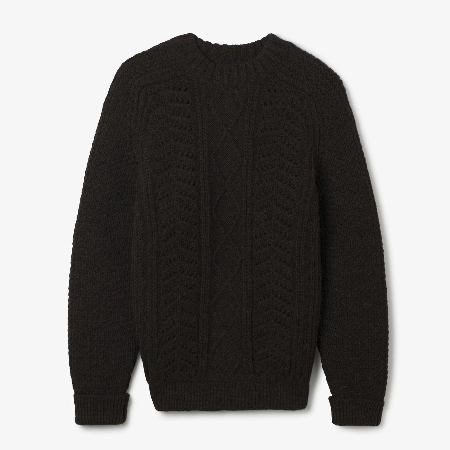 Hand Knit Wool Fisherman Sweater Brown