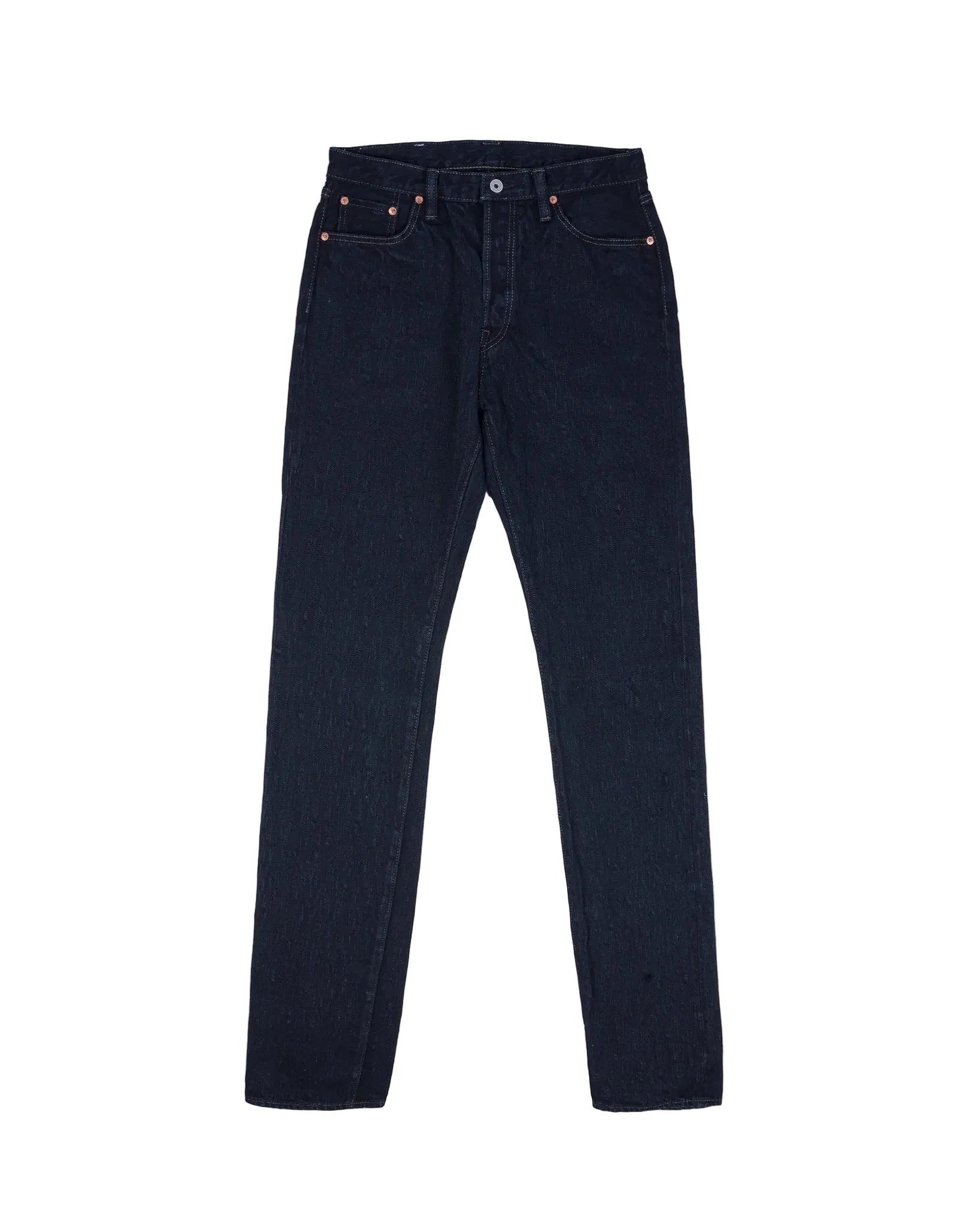 IH-888S-SLBod 16oz Slubby Selvedge Denim Relaxed Tapered Cut Indigo Overdyed Black