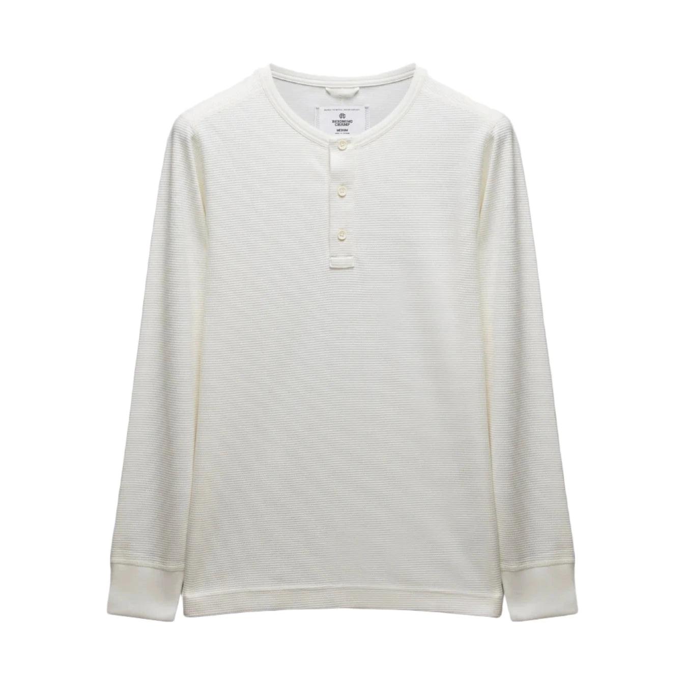 Lightweight Waffle Standard Fit Henley Championship White