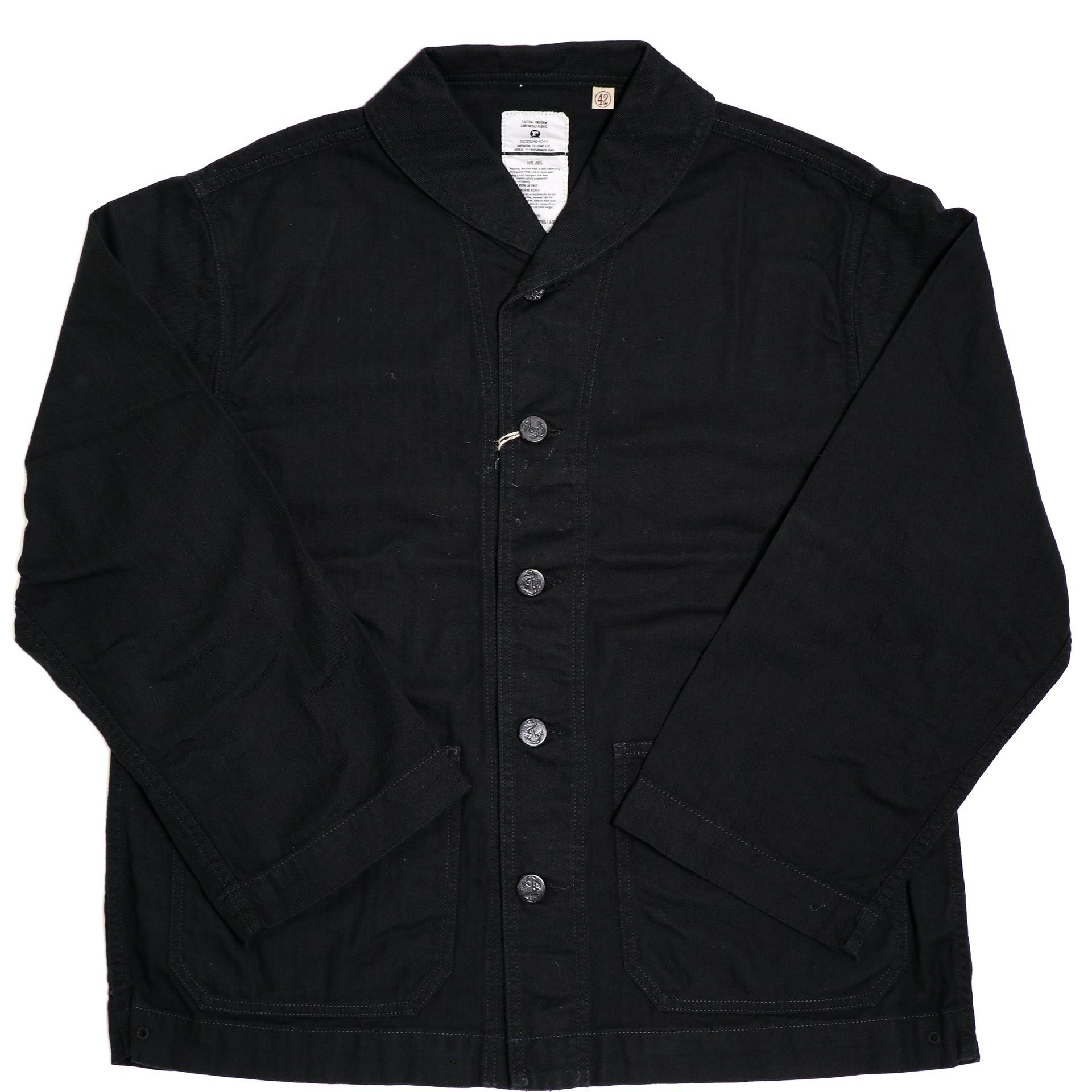 2052-2 USN Shawl Collar Herringbone Coverall Black