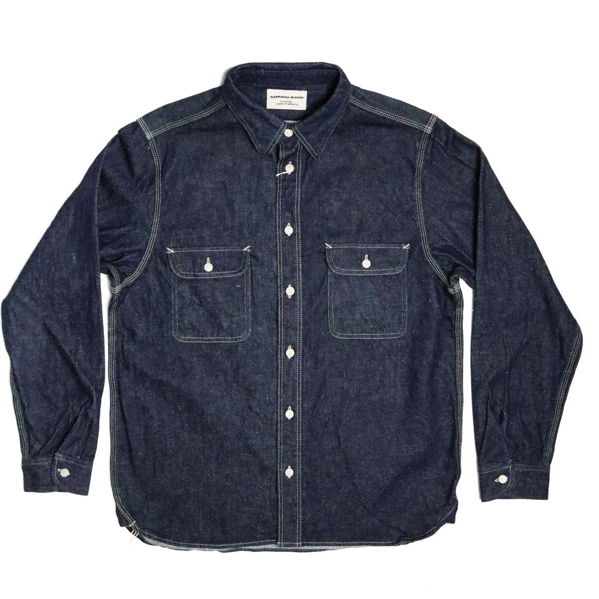 SJSW-SC01 10oz Japanese Selvedge Denim Work Shirt Indigo
