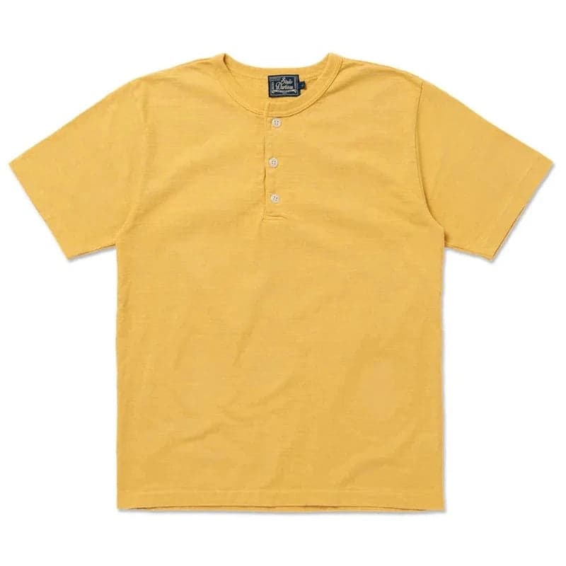 8205 Ishikawadai Tubular Knit Jersey Henley T-Shirt Yellow