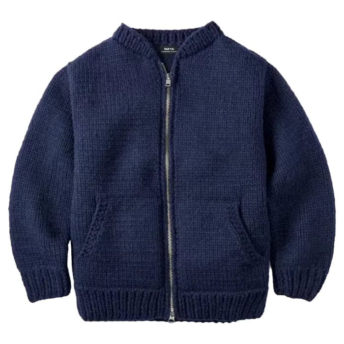 Bomber Handknit Virgin Wool Sweater Navy