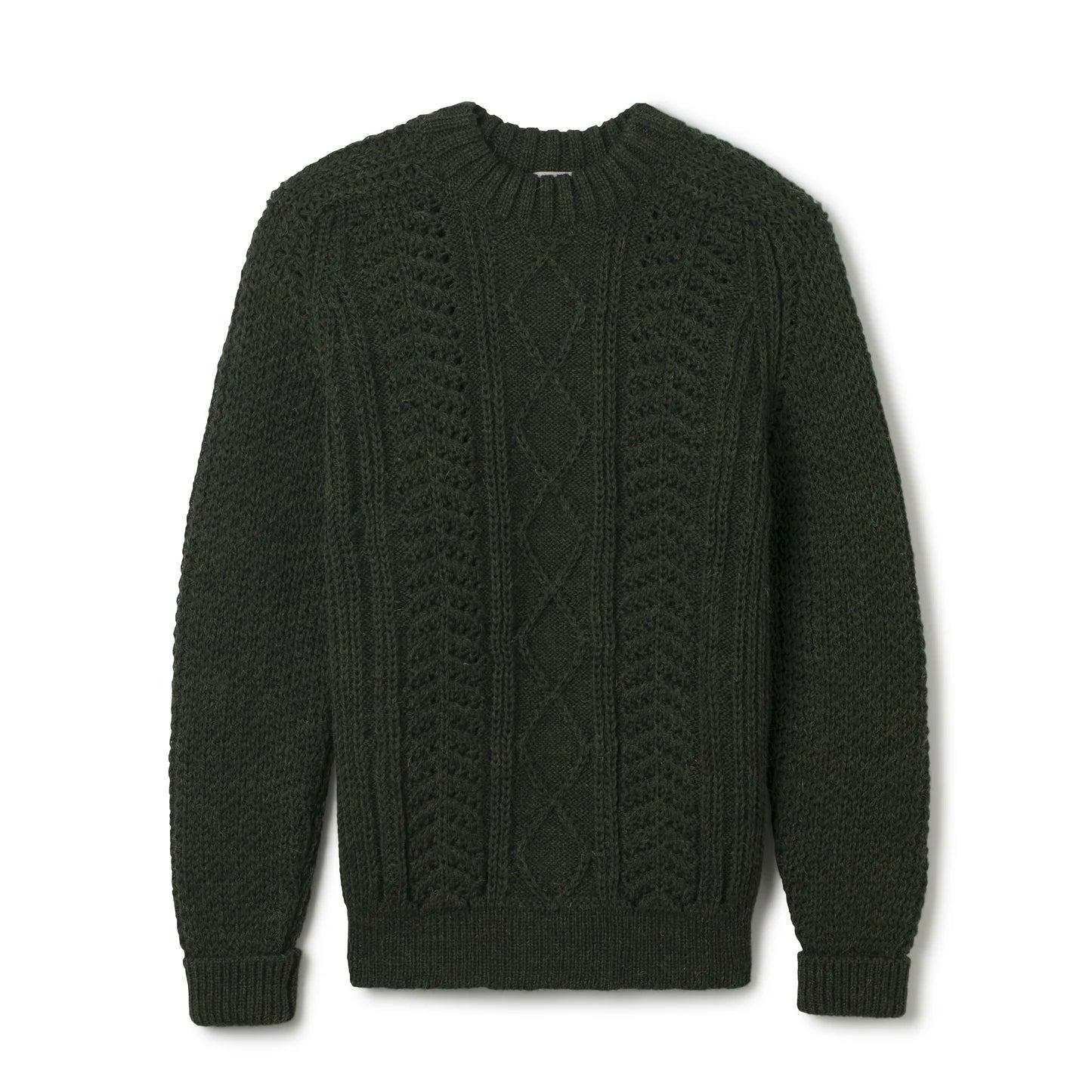 Hand Knit Wool Classic Sweater Forest Green