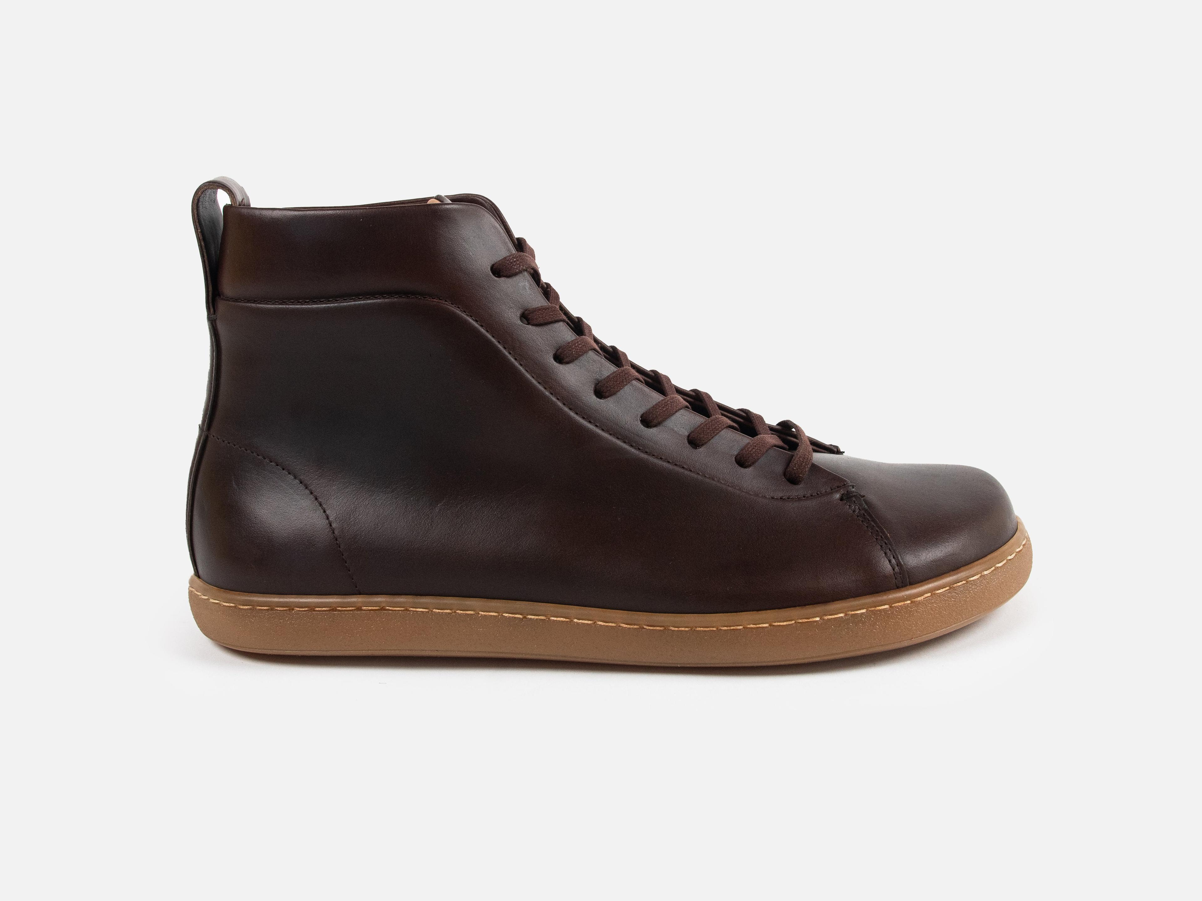 WALKLEY Barefoot High Top Horween Dark Brown Leather Sneaker