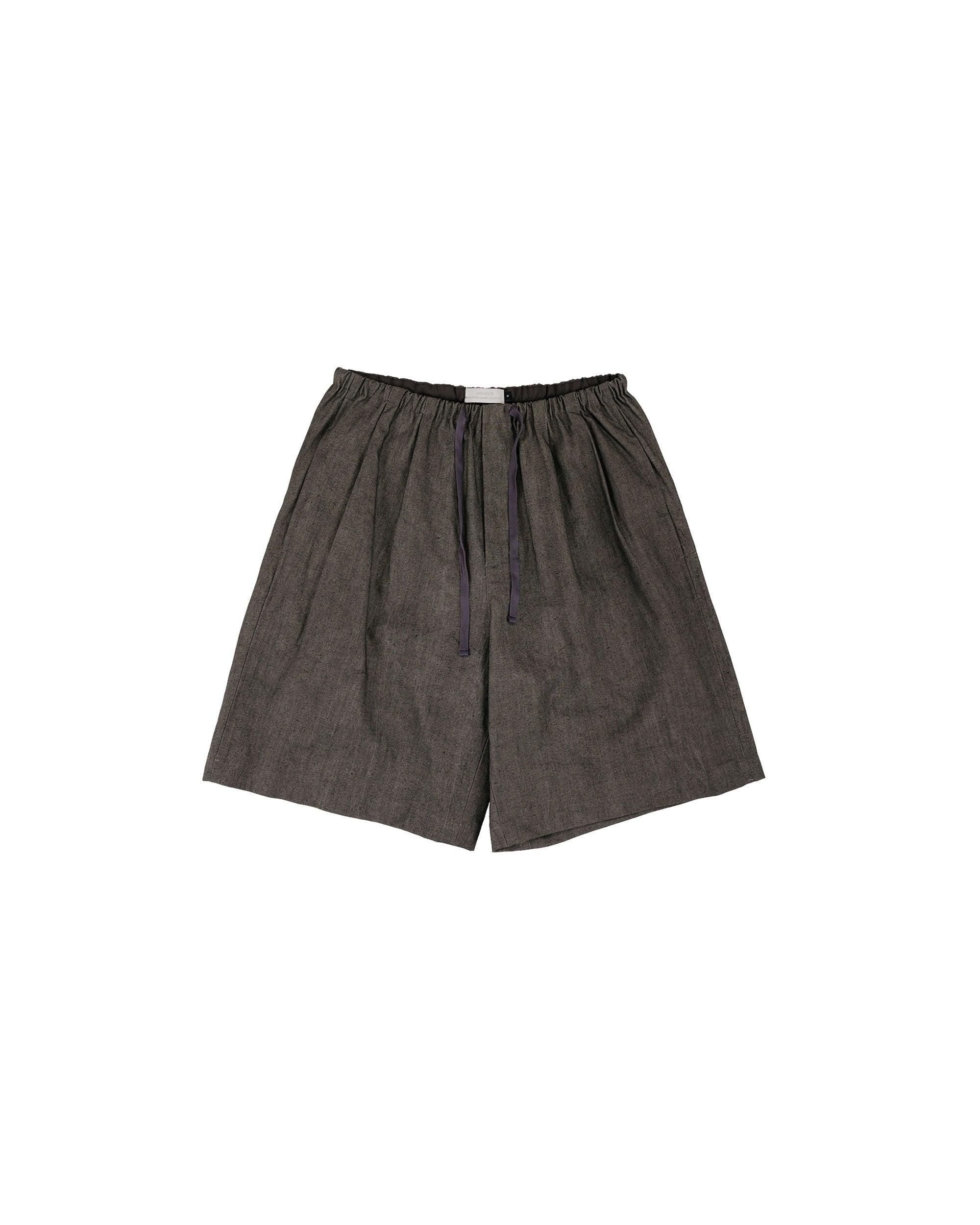 Linen Drawstring Shorts Brown