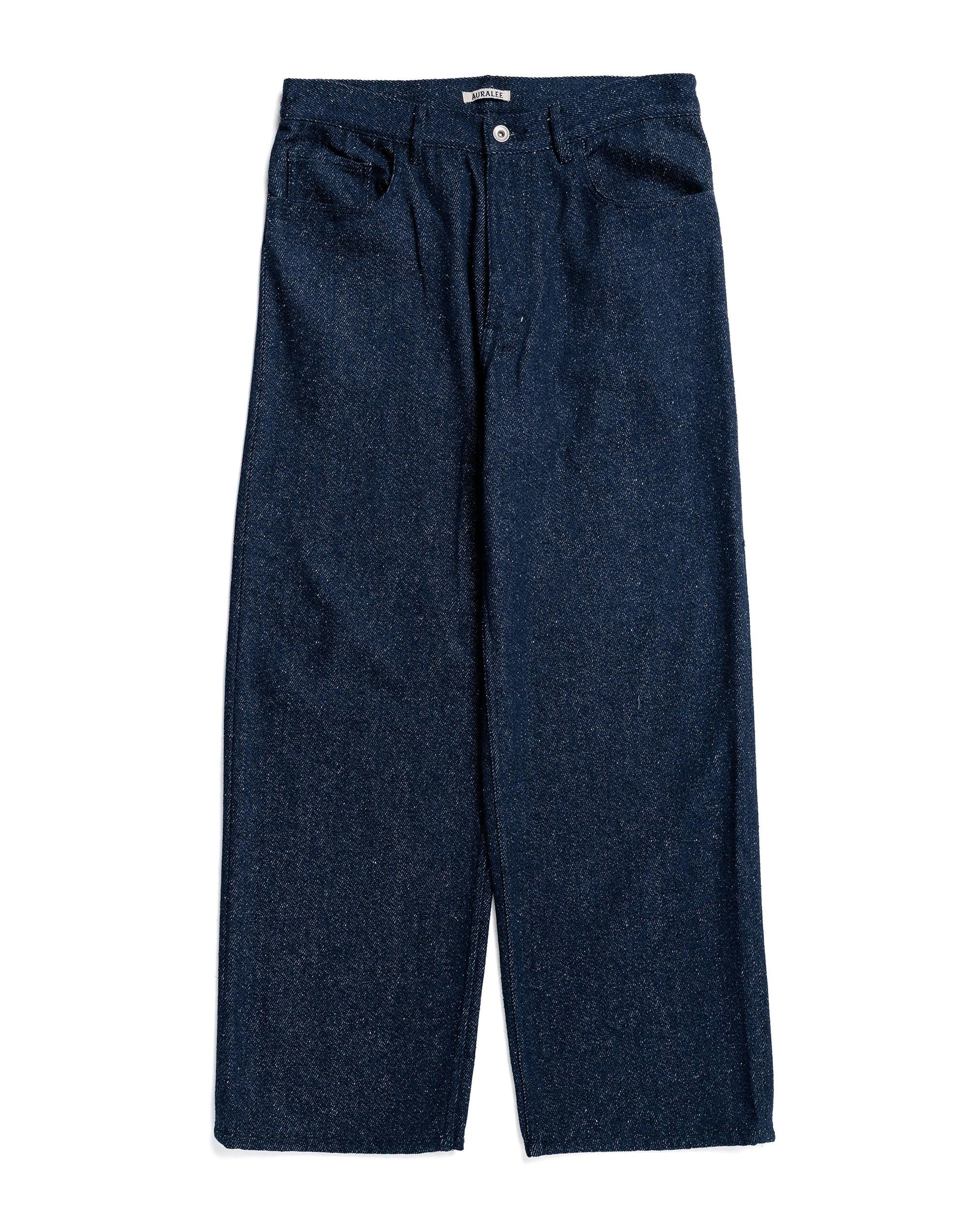 Silk Nep Denim 5P Wide Pants Dark Navy