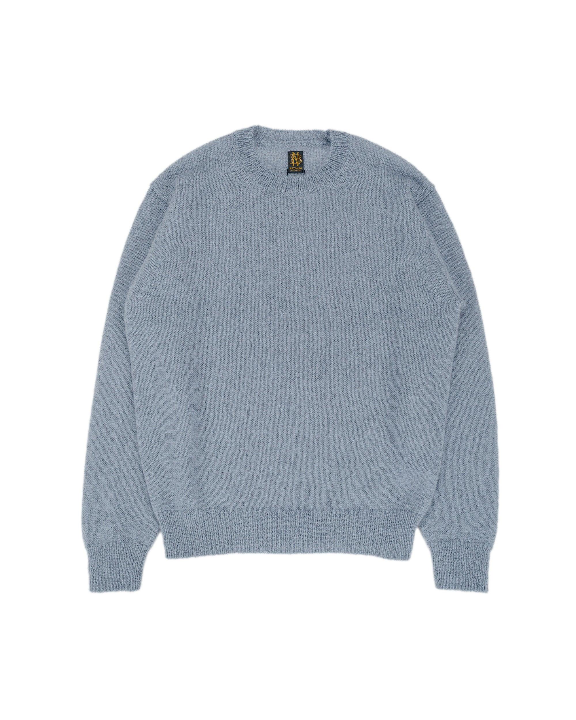 Pure Mohair Crew Neck Sax Gray