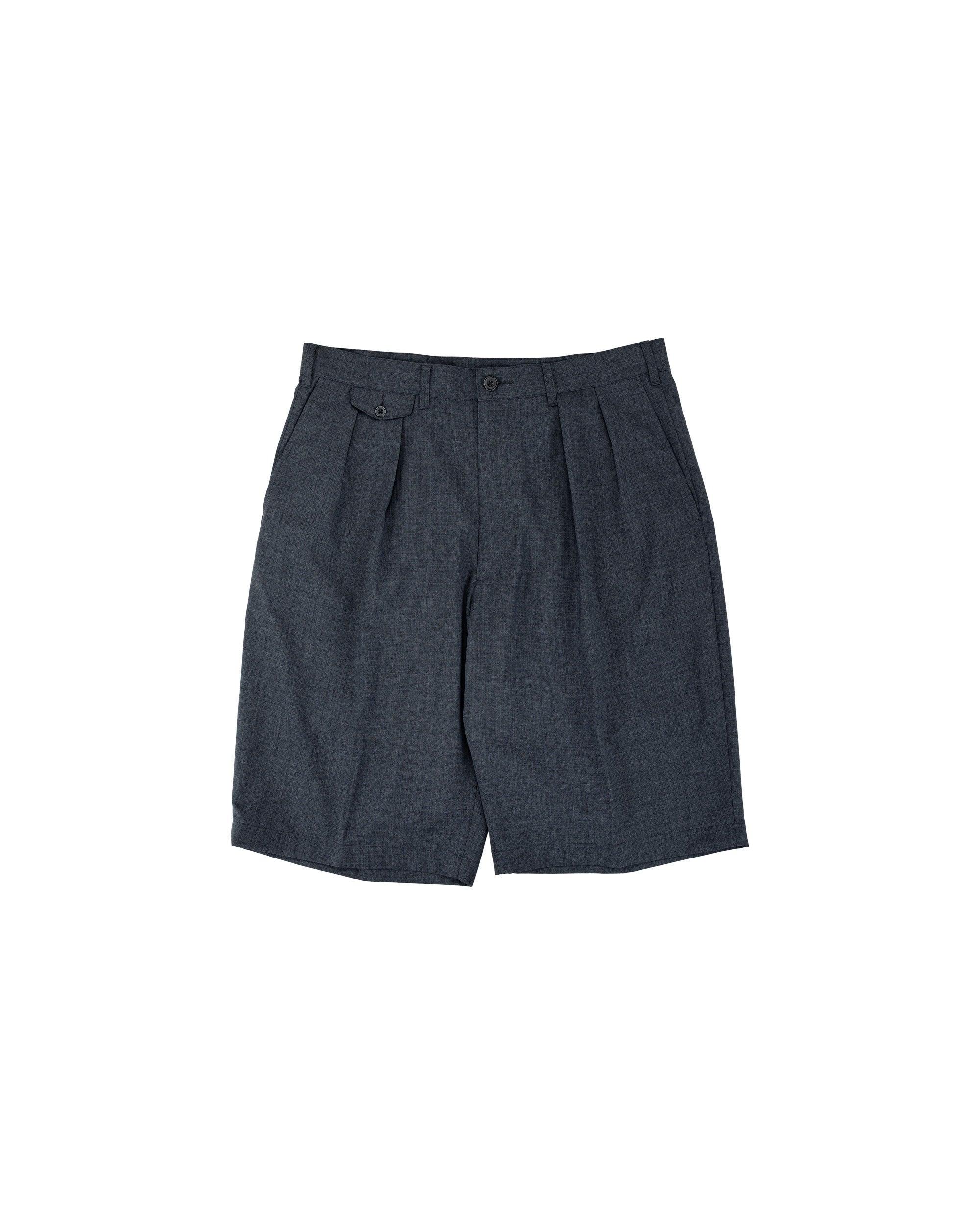 2Pleats Shorts Wool Tropical Charcoal Grey