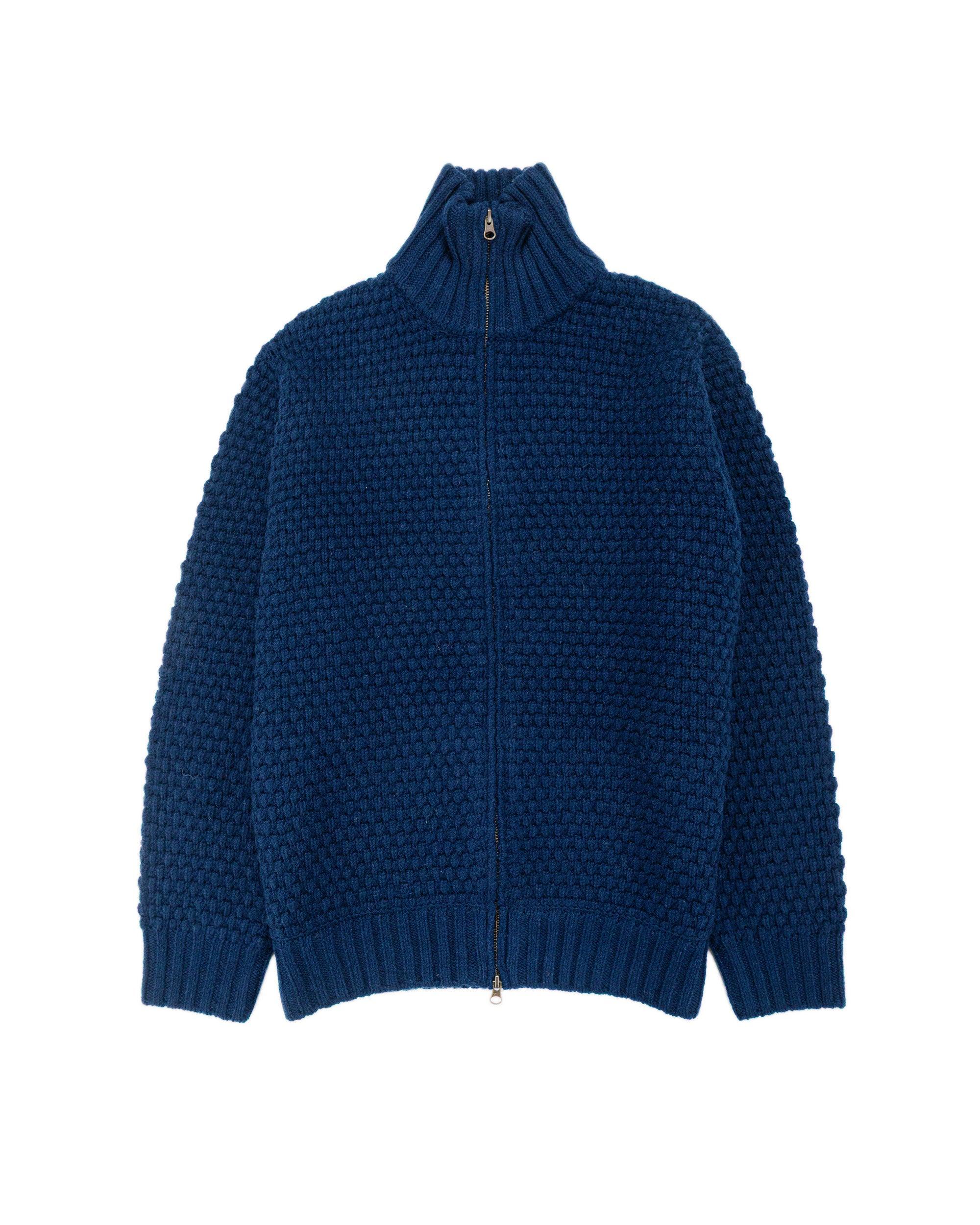 Full Zip Popcorn Pattern Navy