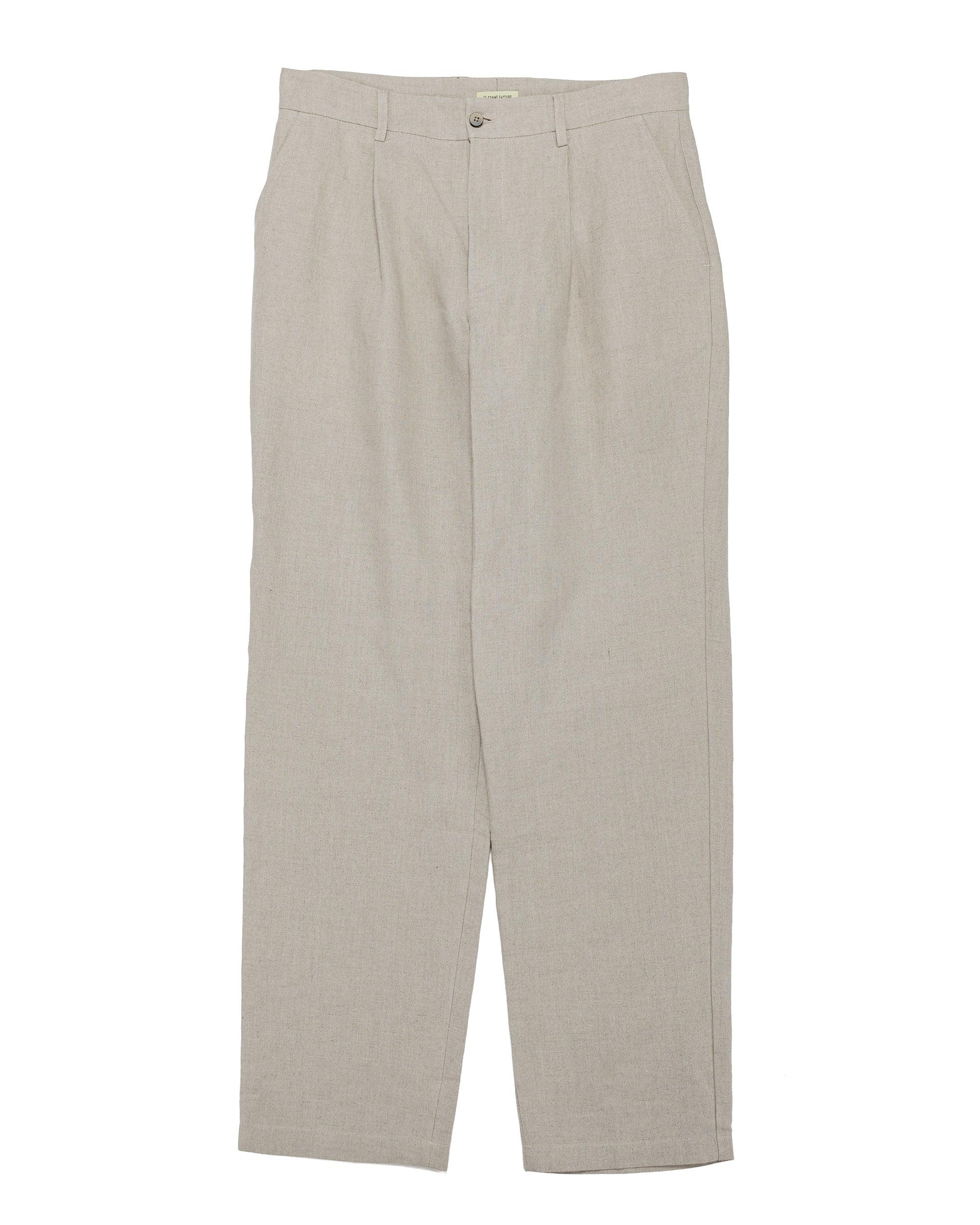 One Pleat Trousers Belgian Linen Undyed Flax