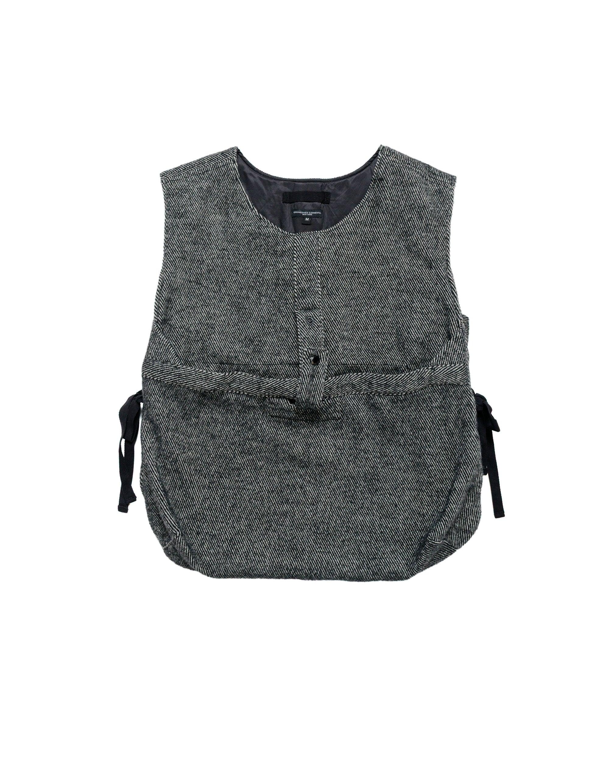 Newsboy Vest Black Wool Shaggy Twill