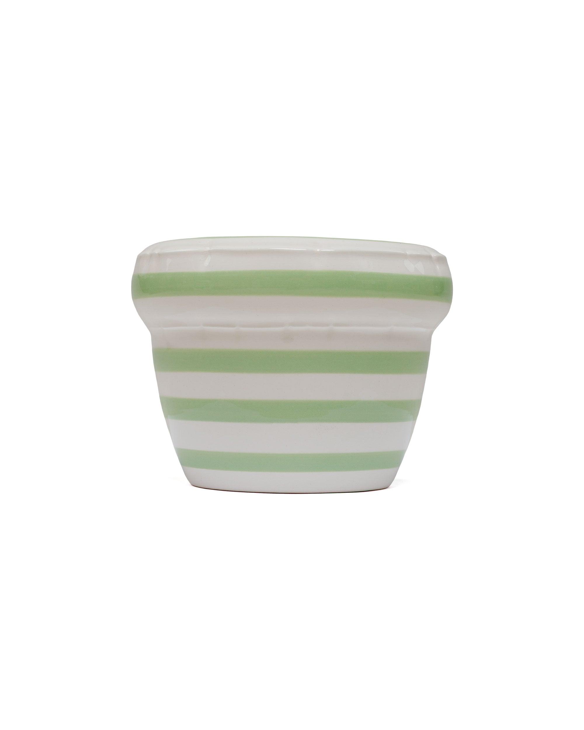 Small Planter 'Louis' Stripes Pistache Gloss