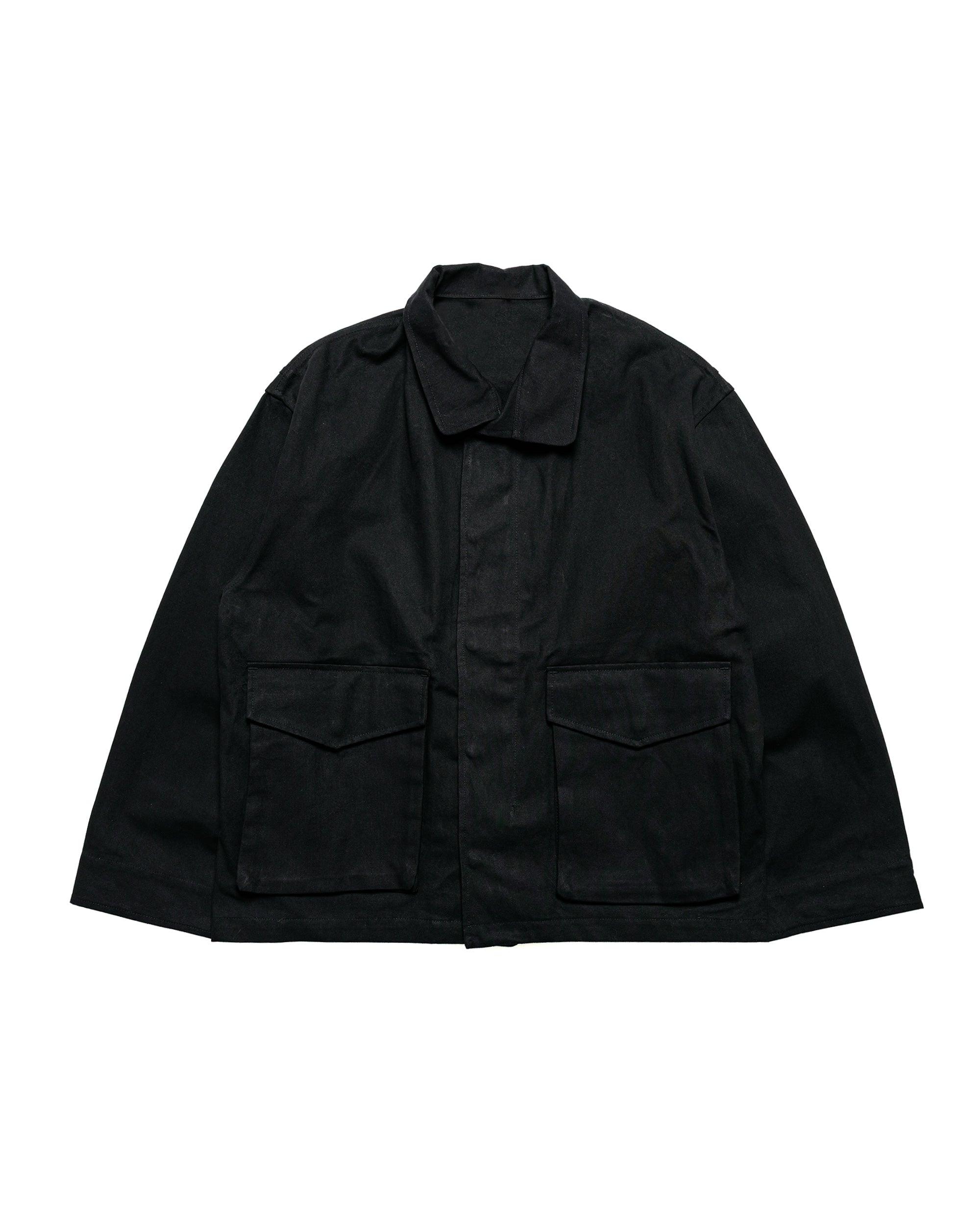 Six Jacket Black Waxed Cotton Washi Oxford Cloth