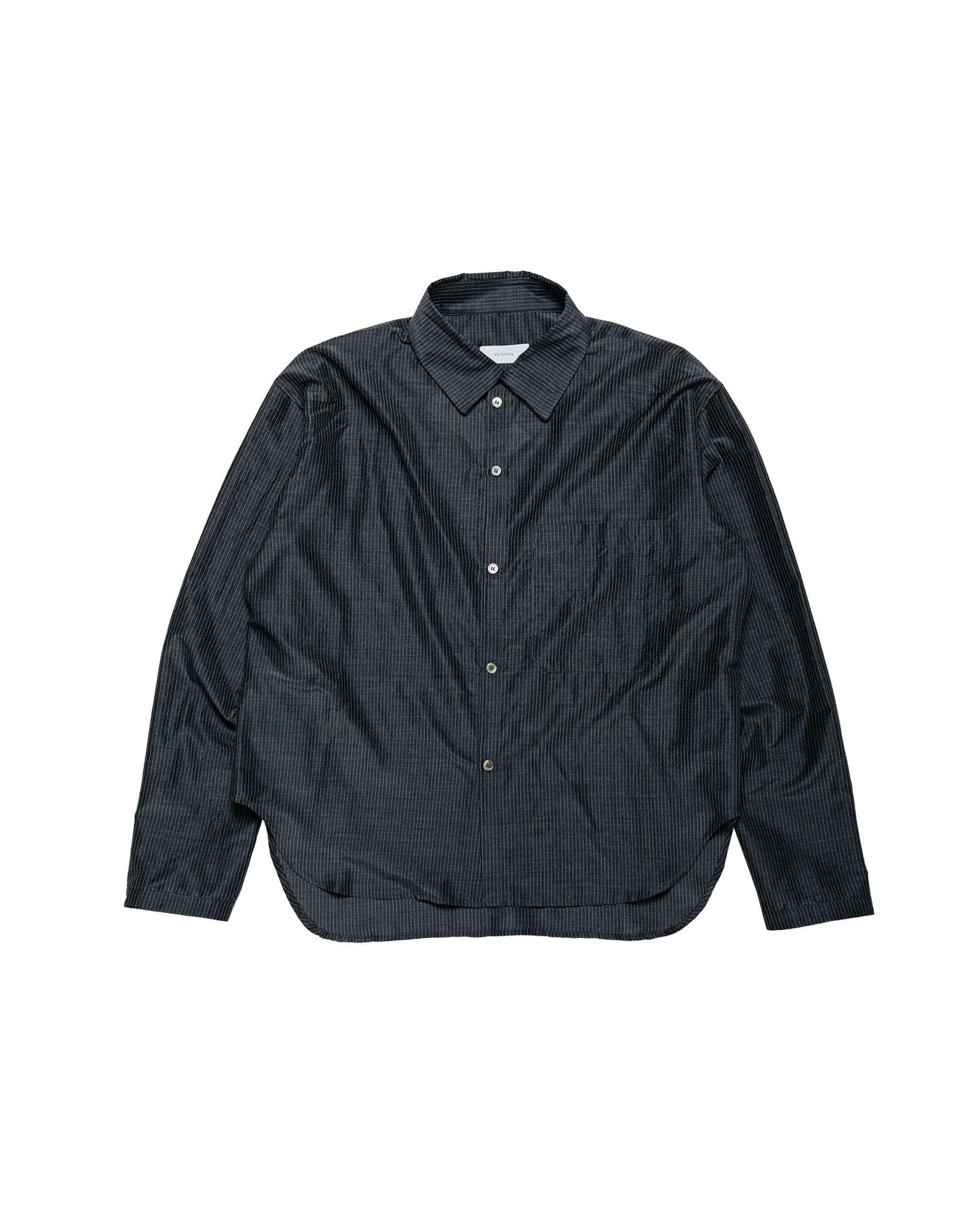 SC-PP Shirt Japanese Wool/Silk Blend Black/White Stripe