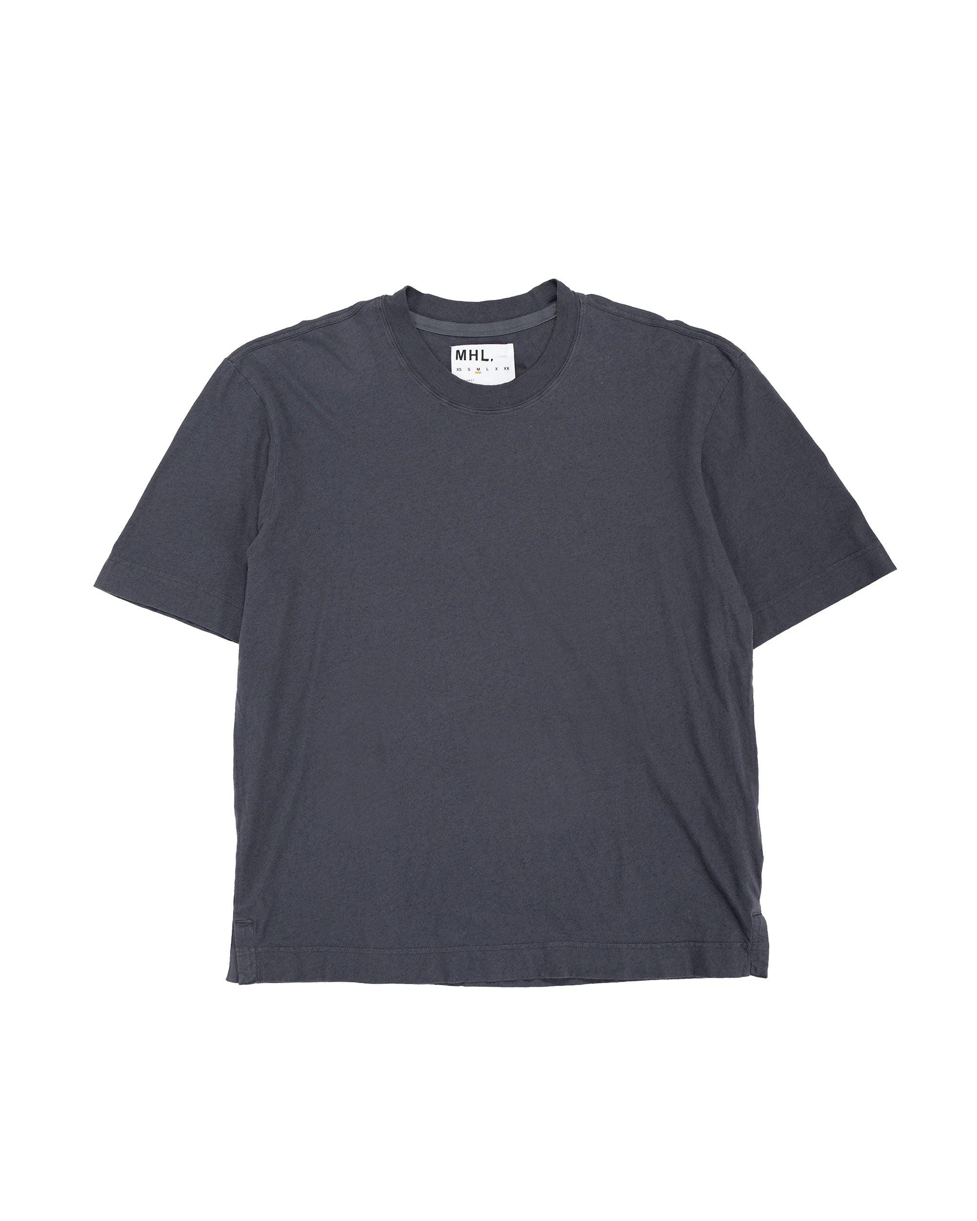 MHL Simple T-Shirt Organic Cotton Linen Jersey Slate Blue