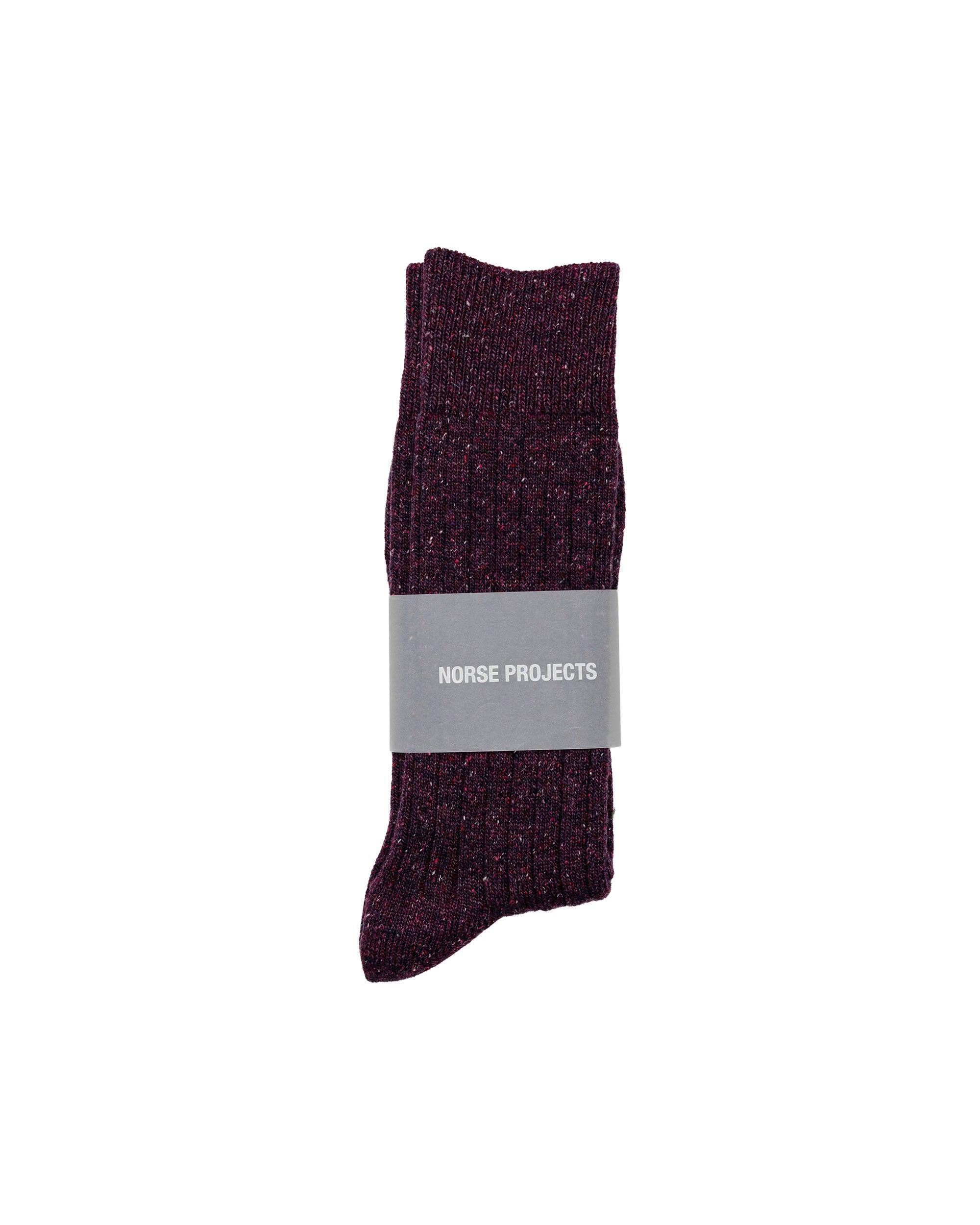 Bykle Neps Wool Rib Sock Darkest Purple
