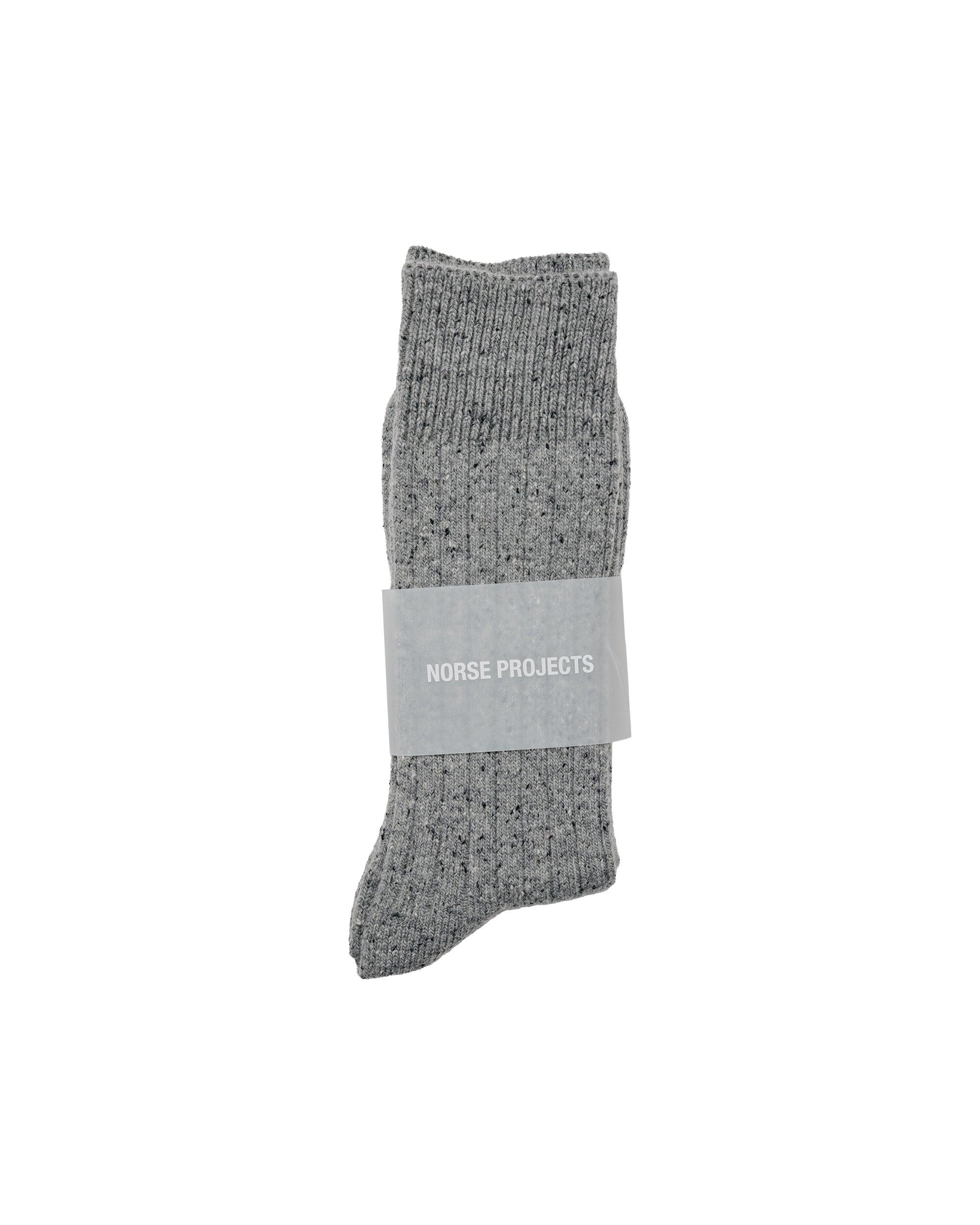 Bykle Neps Wool Rib Sock Grey Melange
