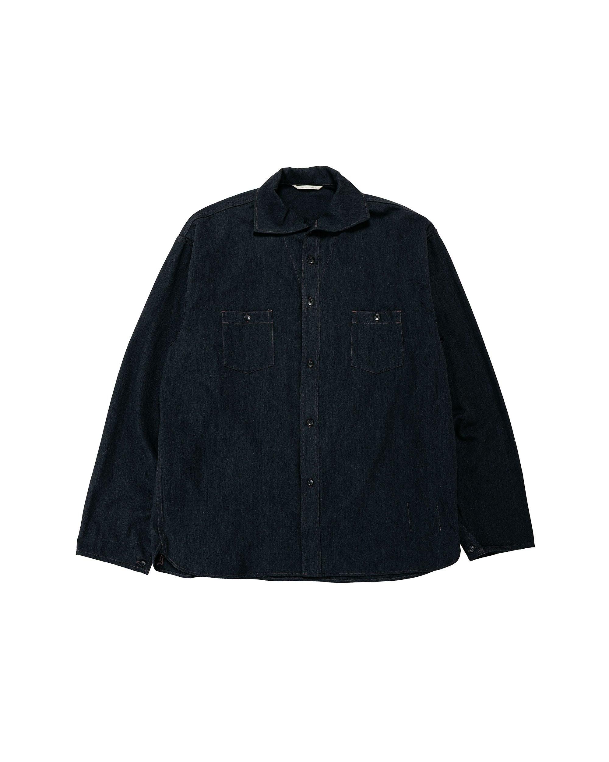 Camp Collar Marine Shirts Long Sleeve Black