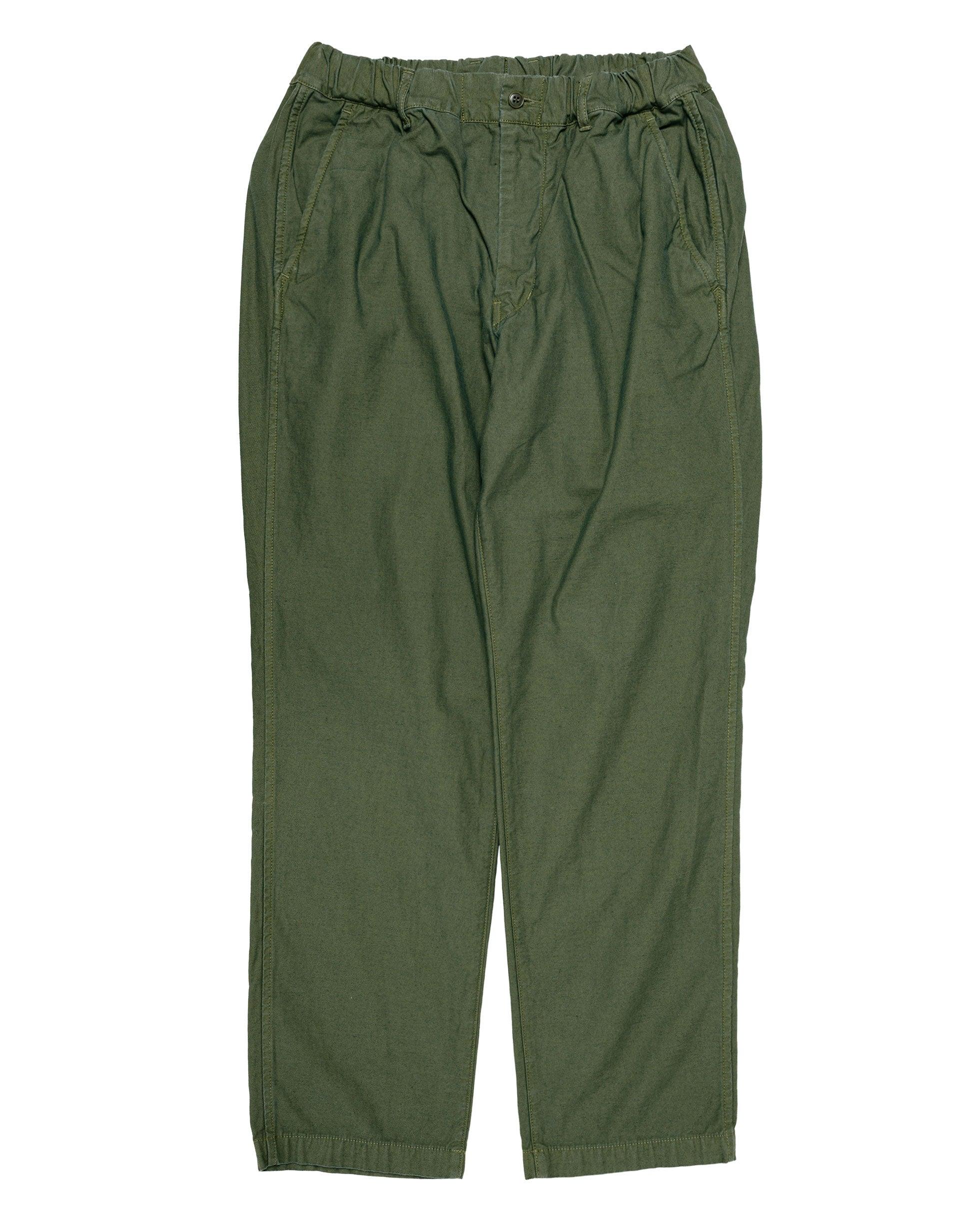 Cotton/Linen Back Satin Tapered Pants Olive