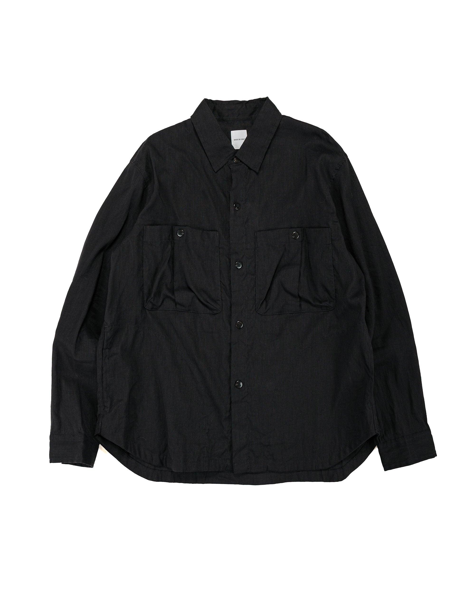 LI/CO/WO Washed Lawn Cloth Work Shirt Jacket Black