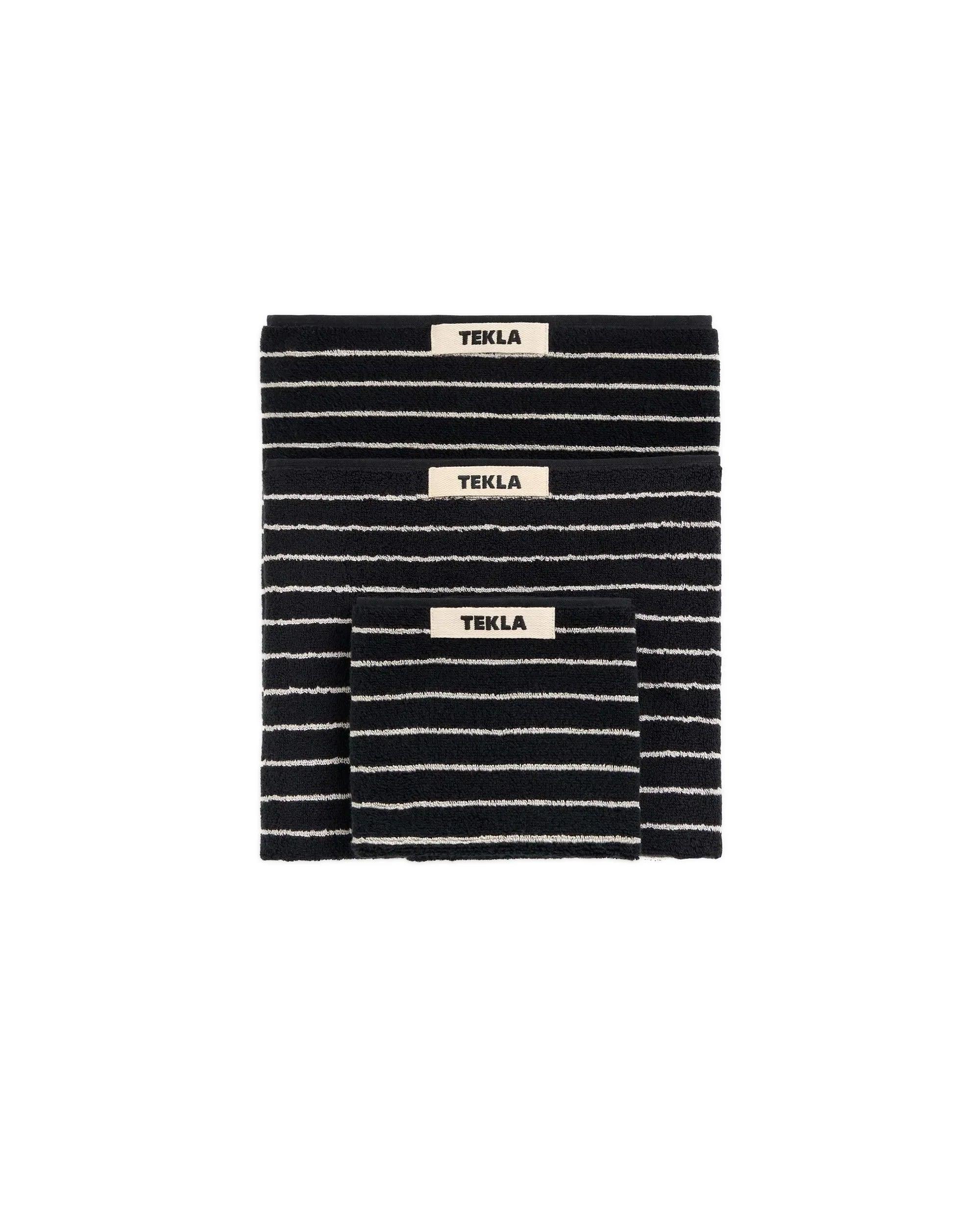 Terry Washcloth Black Stripes