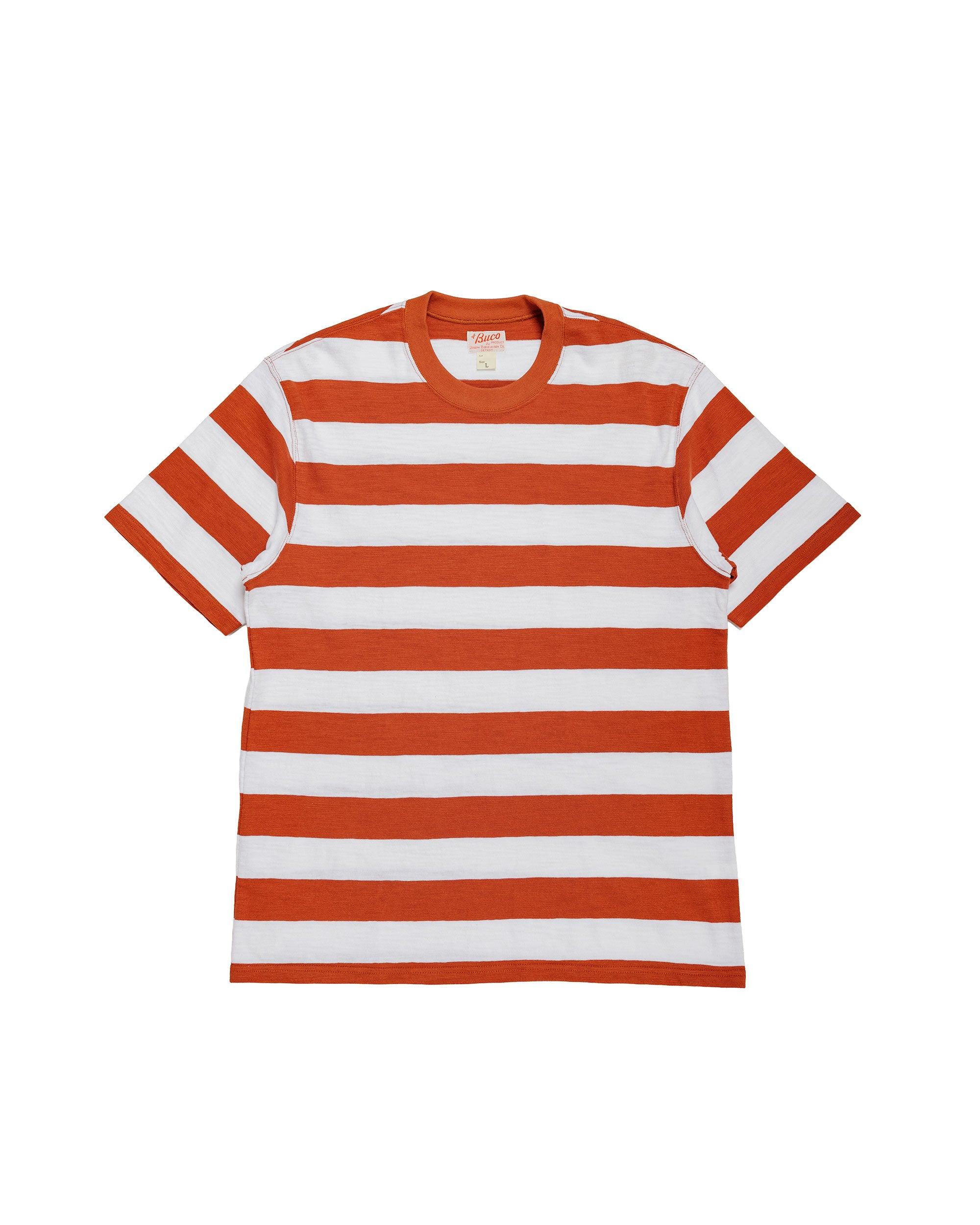 BC24002 Buco Stripe Tee S/S White/Red