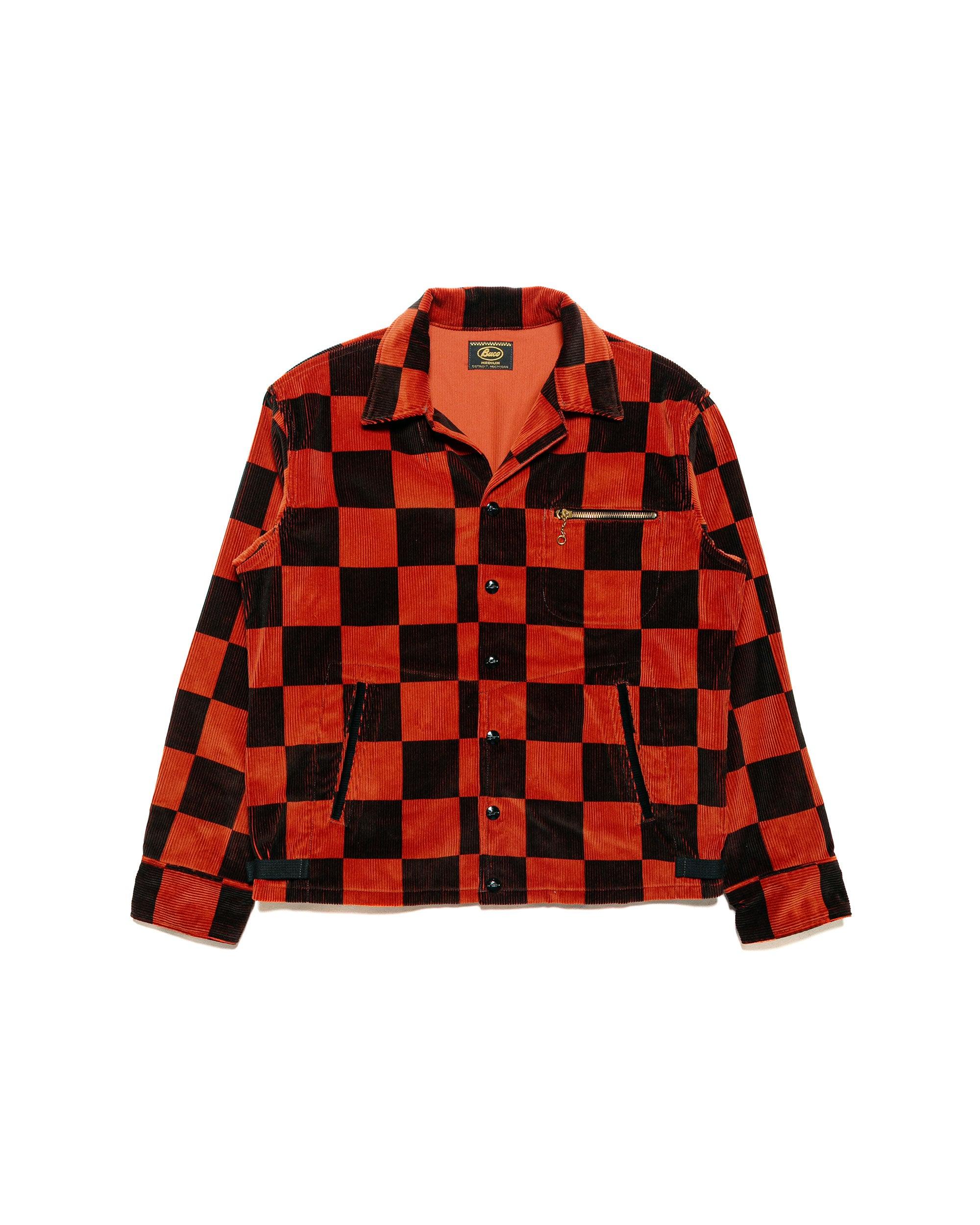 BJ23103 Buco Checkered Corduroy Jacket Orange/Black