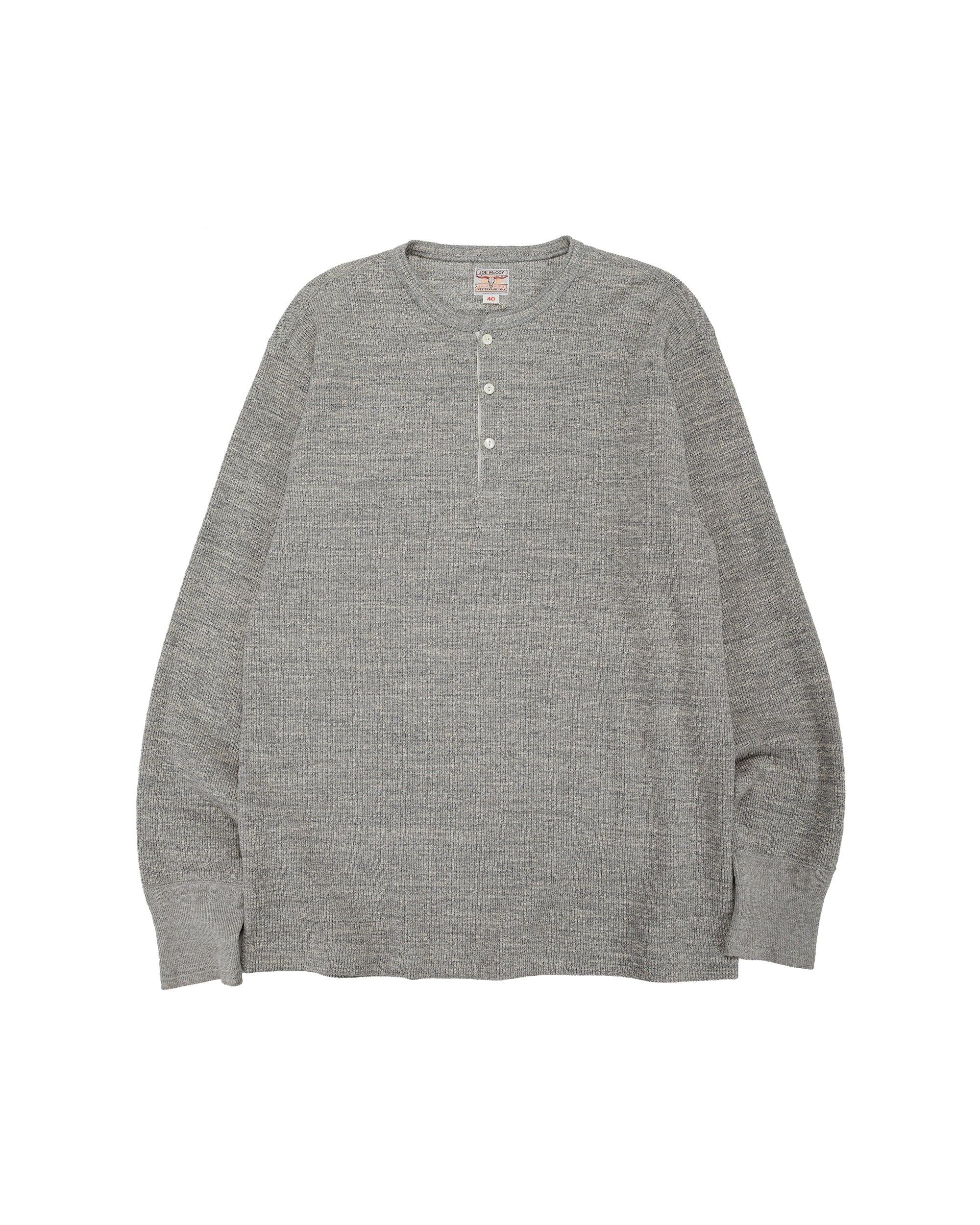 MC22120 Western Cardigan Stitch Henley Shirt Gray