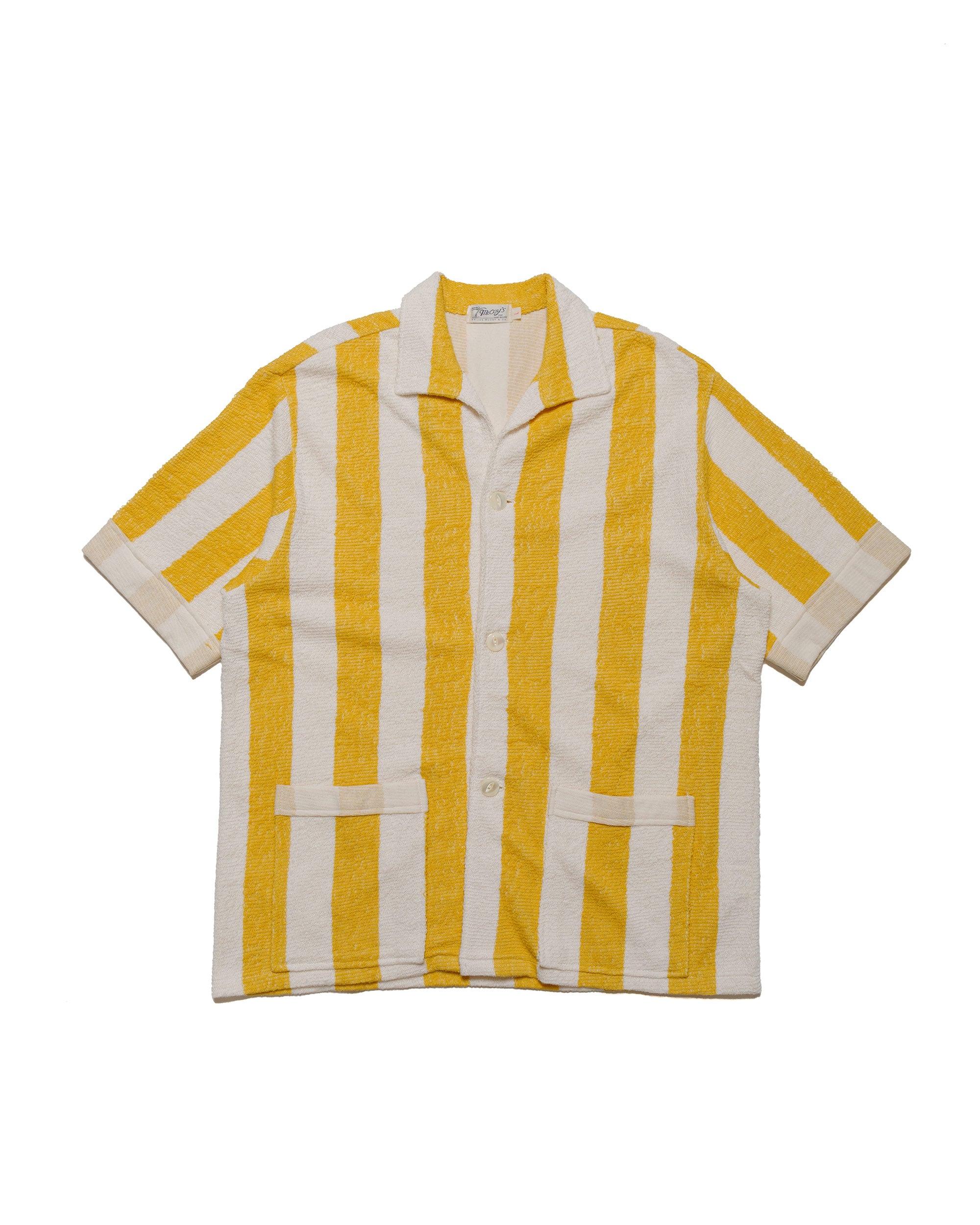 MC24015 Stripe Cotton Pile Beach Shirt Yellow