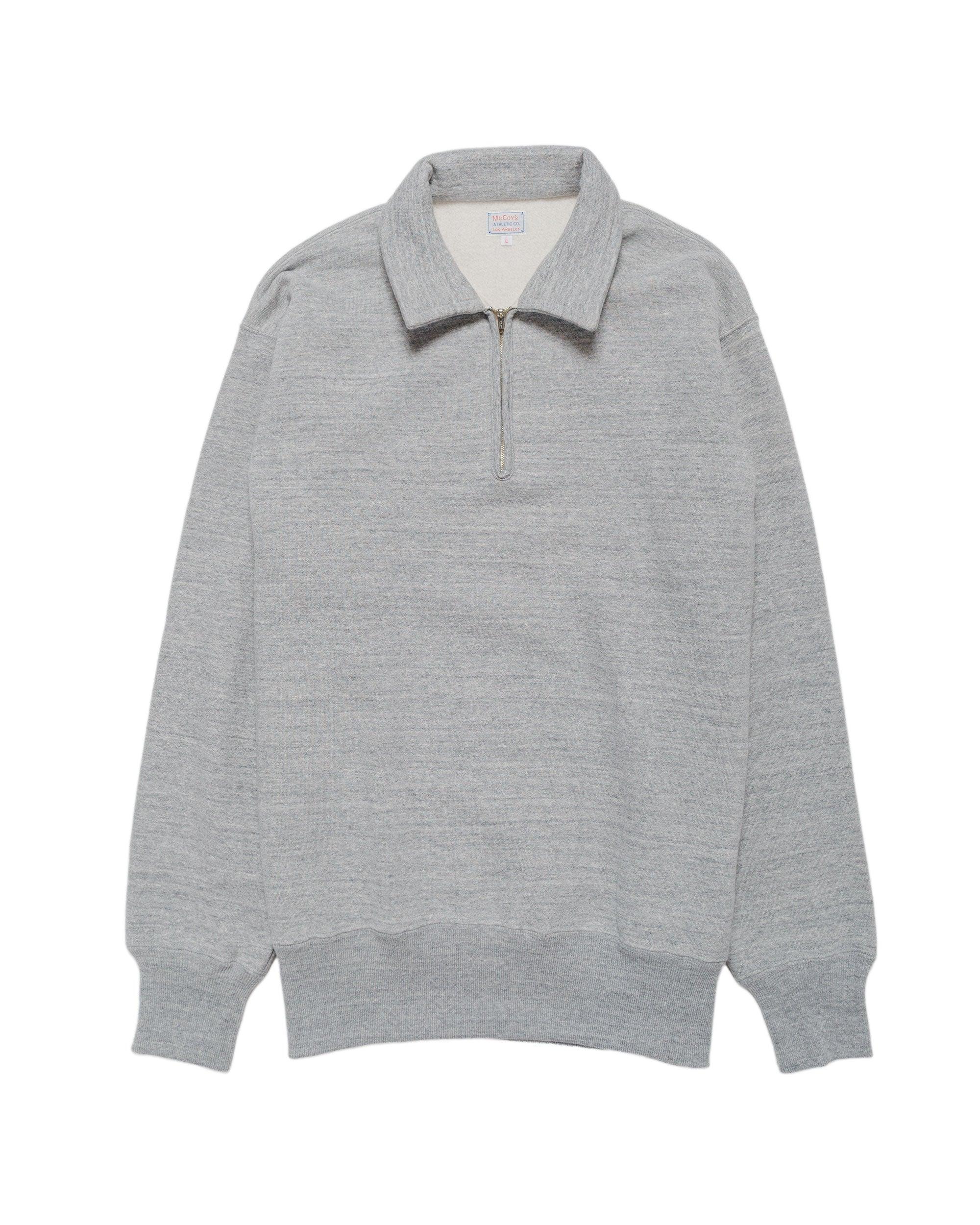 The Real McCoy’s MC24115 10 Oz. Loopwheel 1/4 Zip Sweatshirt Gray