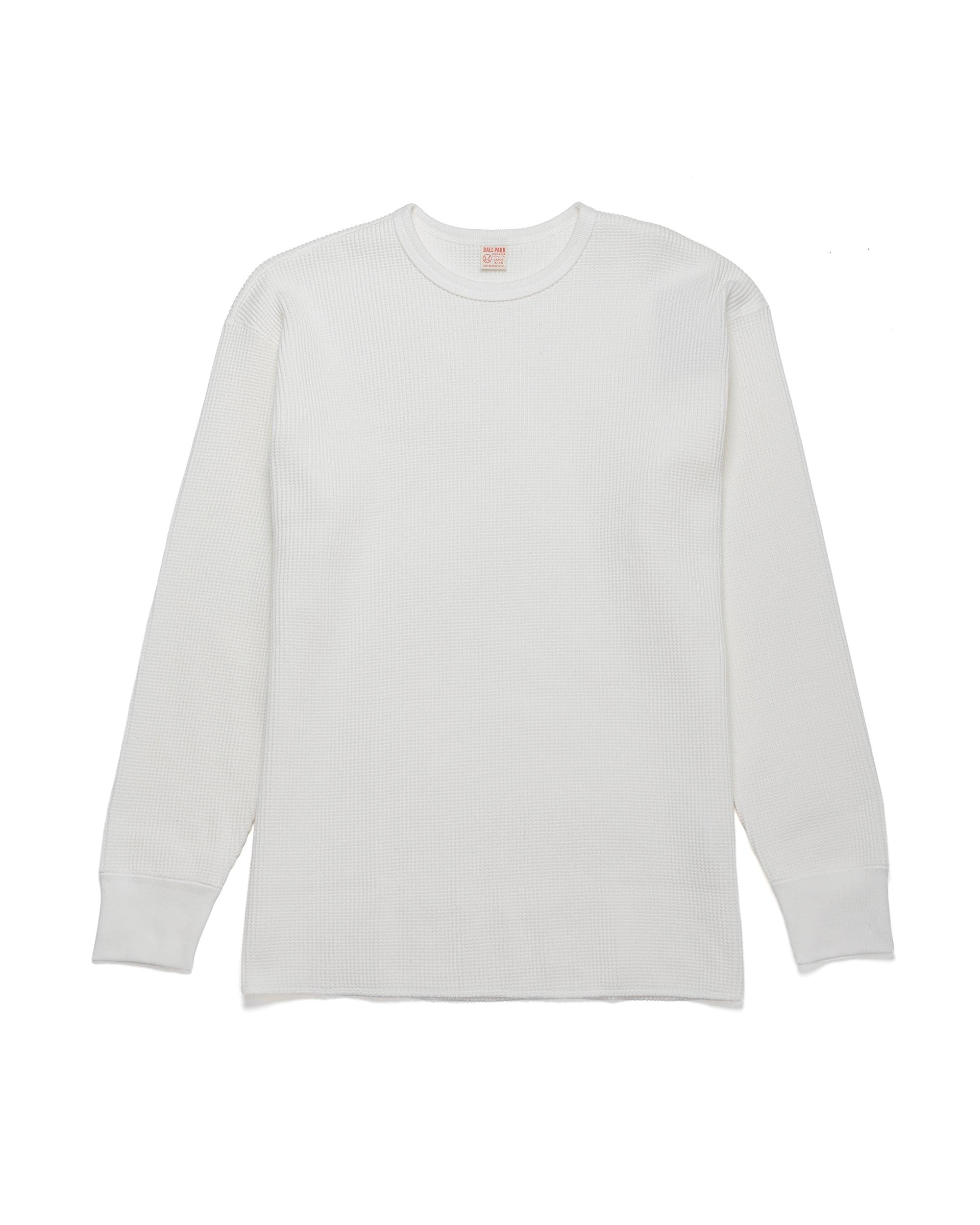 MC25103 Ball Park Waffle Thermal Shirt L/S Tee White