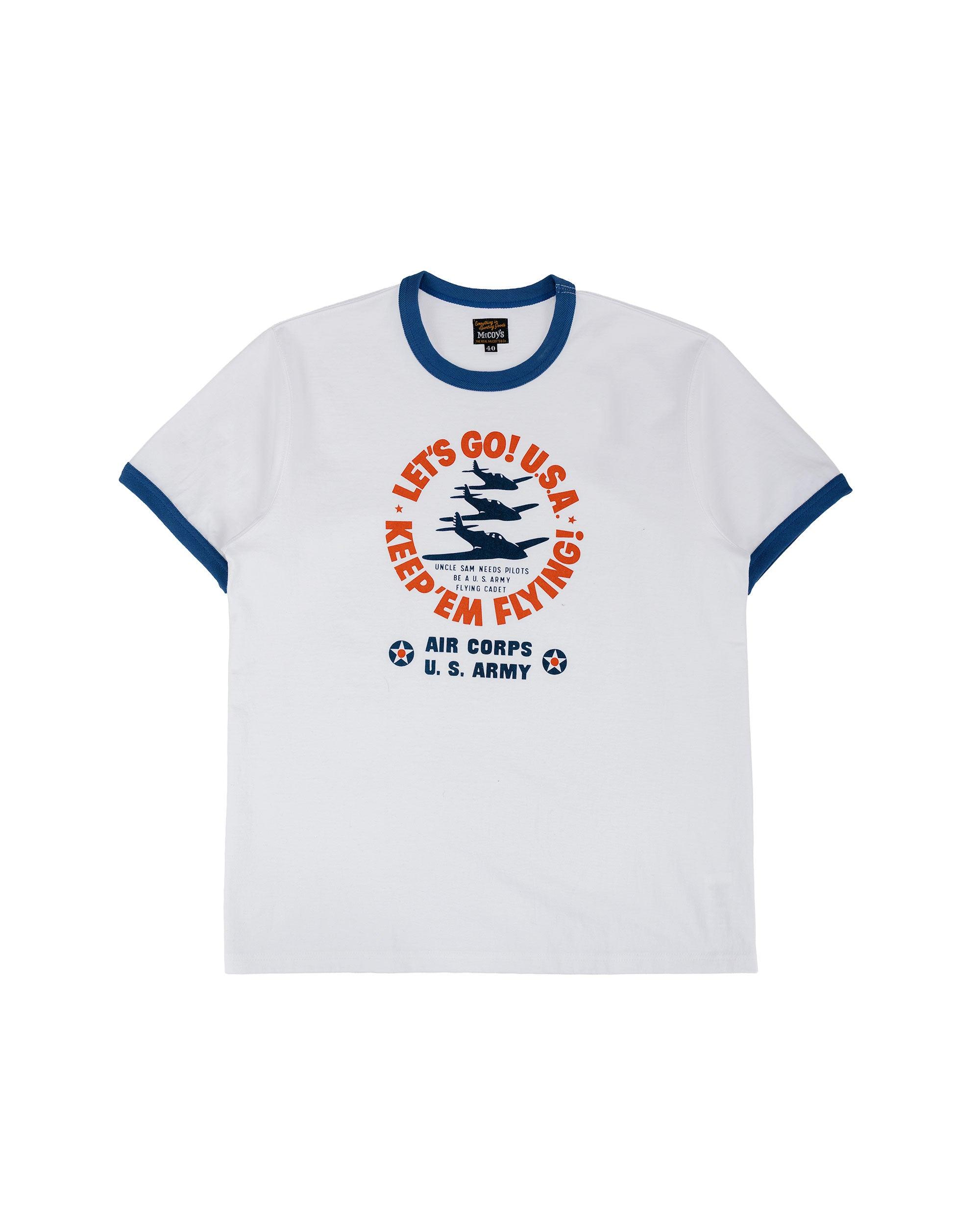 MC26012 Military Tee / Keep Em' Flying White/Blue