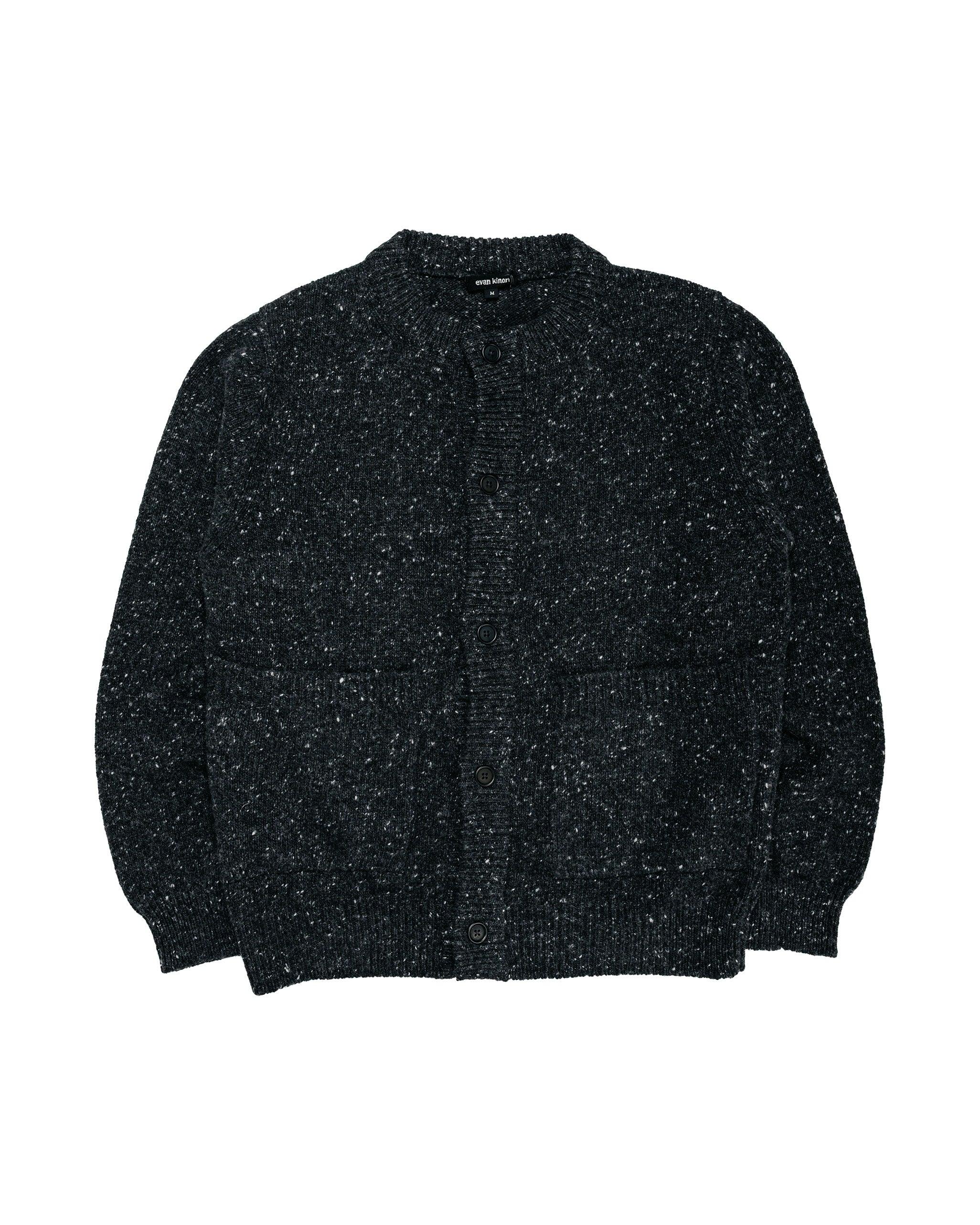 Crewneck Cardigan Wool Cashmere Tweed Black