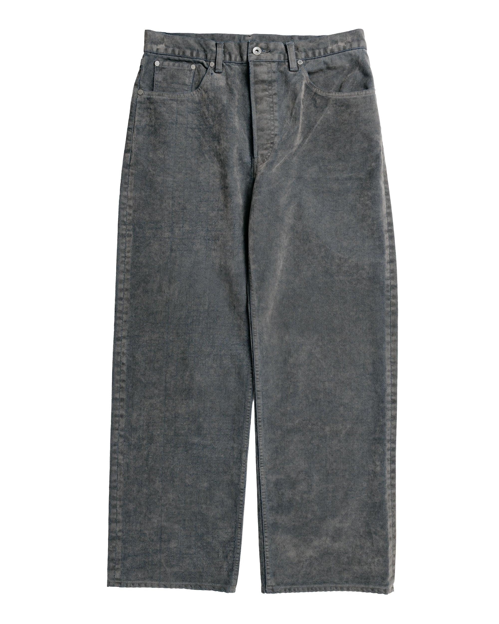 marka Cylinder Fit Jeans Velvet-Flocked Organic Cotton Denim Gray