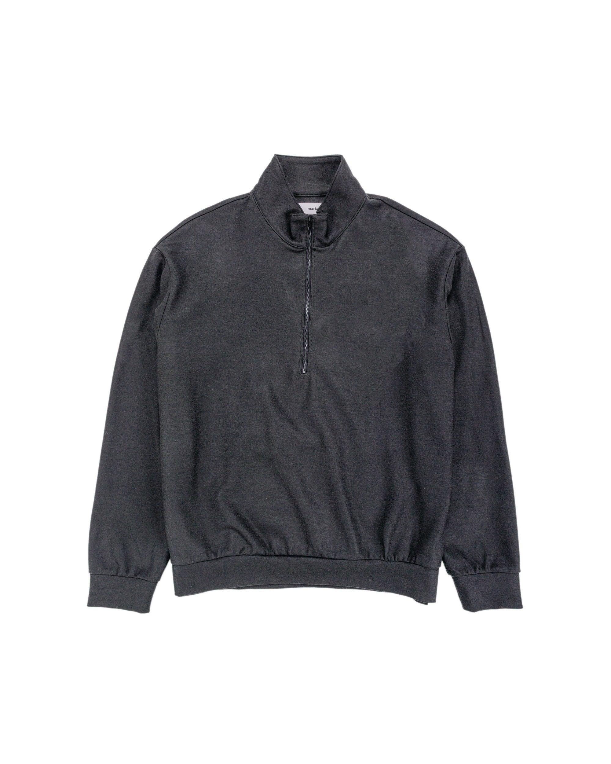 marka Half Zip Stand Collar Super 140s Wool Knit Charcoal