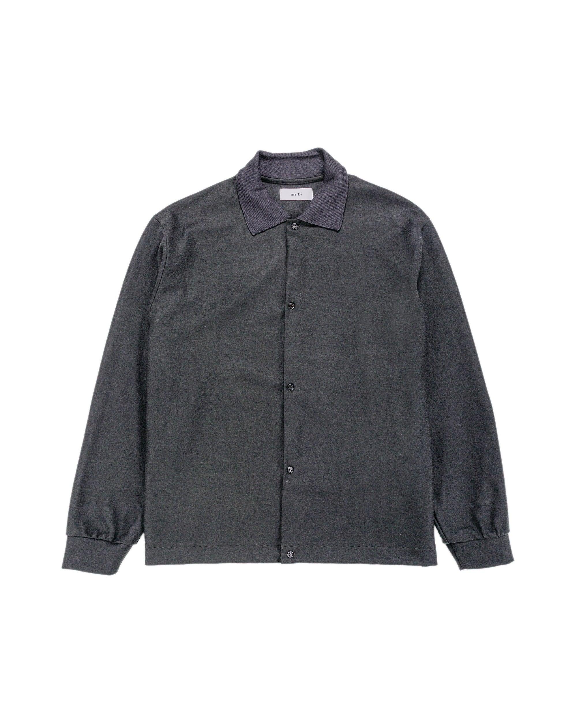 marka Shirt Cardigan Super 140s Wool Knit Charcoal