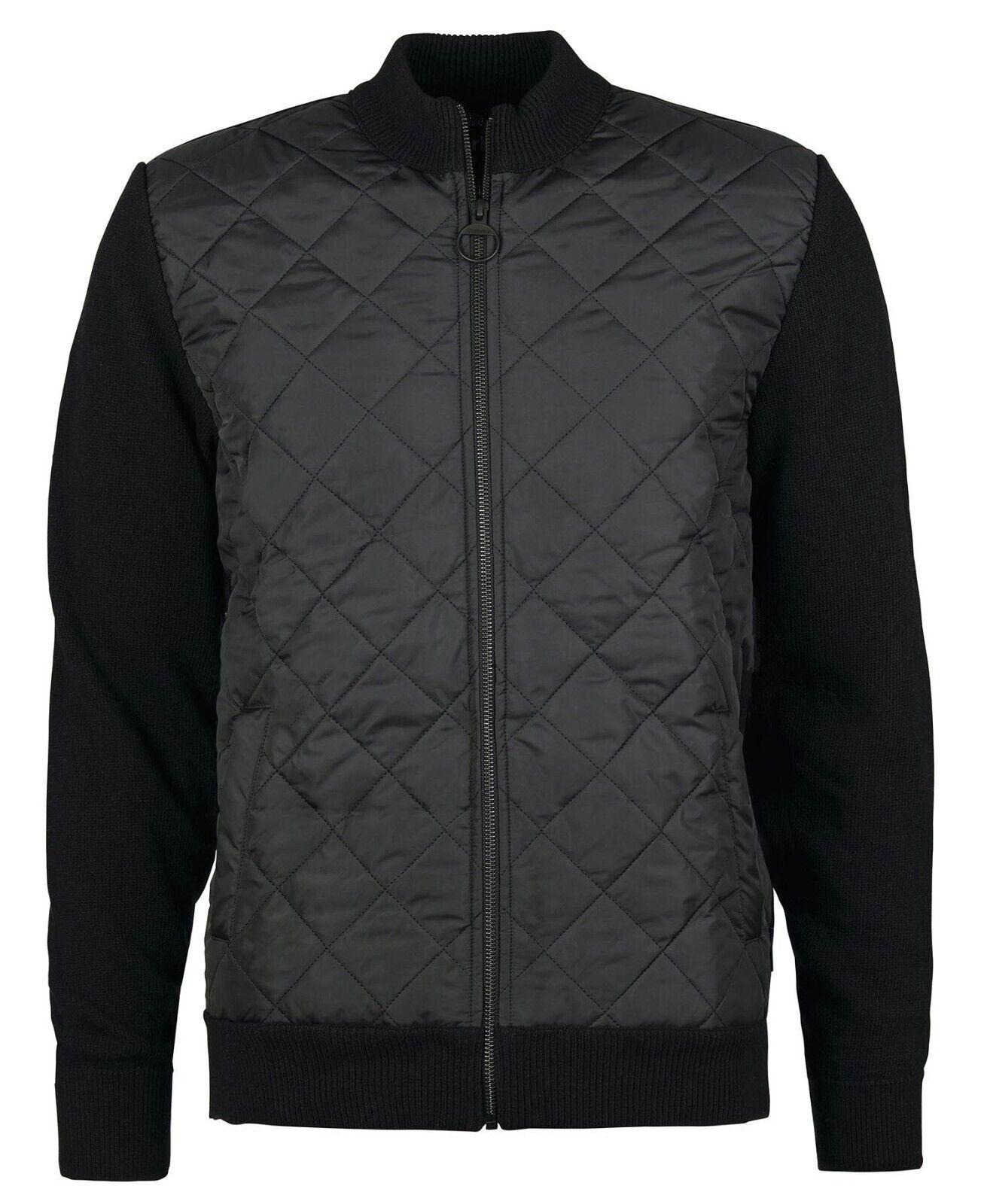 Barbour Men's Essential Diamond Quilt Zip Through Black
