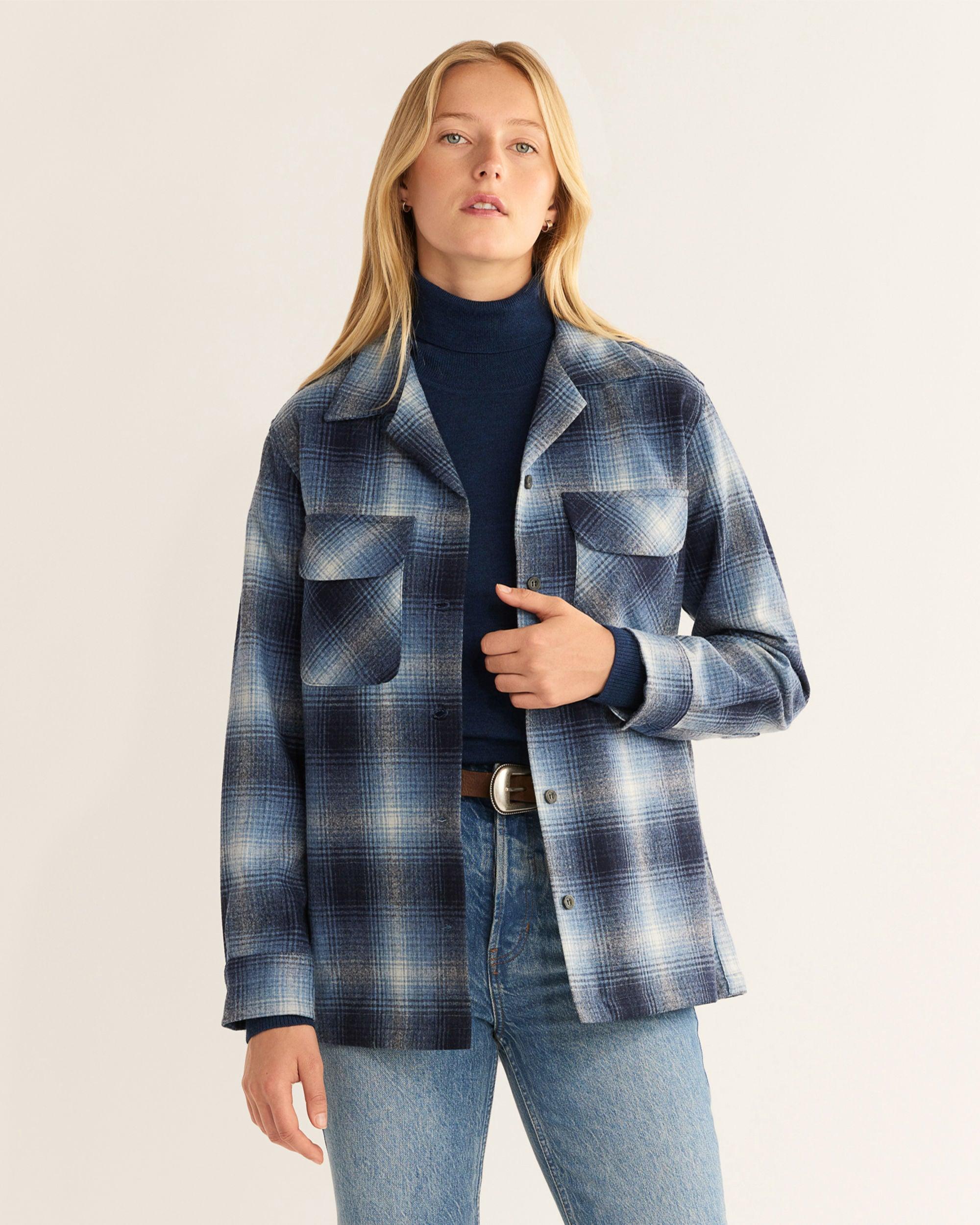 Women's Boyfriend Board Shirt Blue Mix Ombre TM470-32603