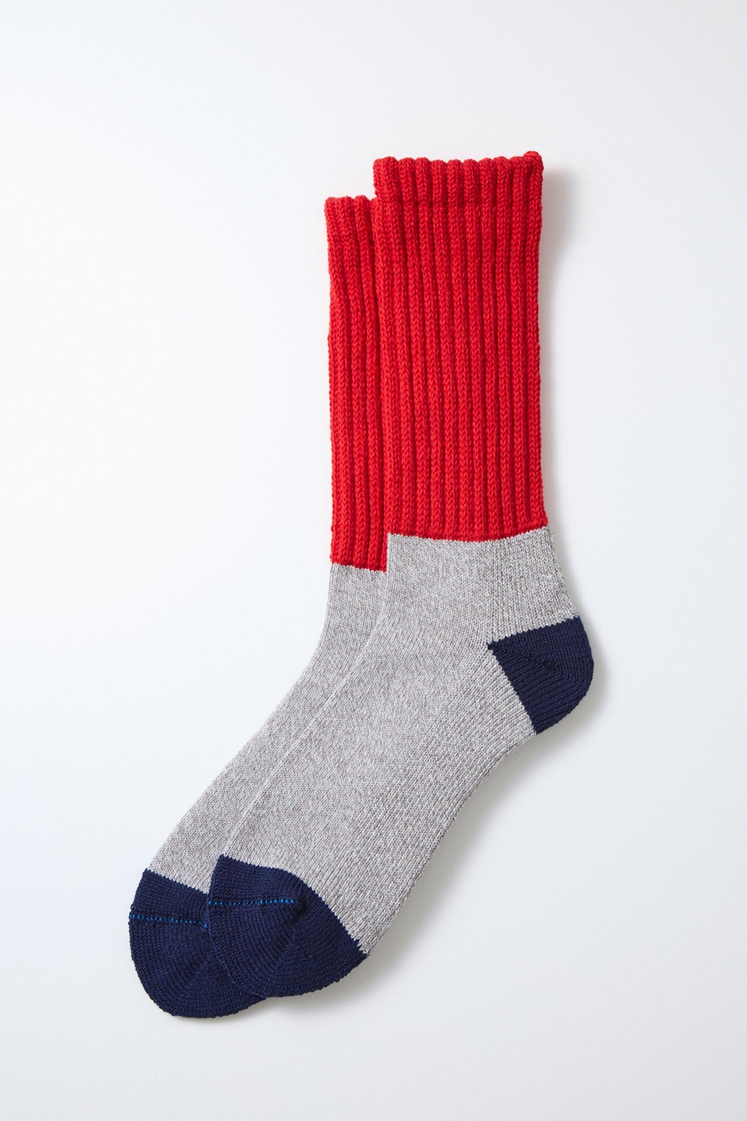Multi Loose Pile Socks / Red Gray