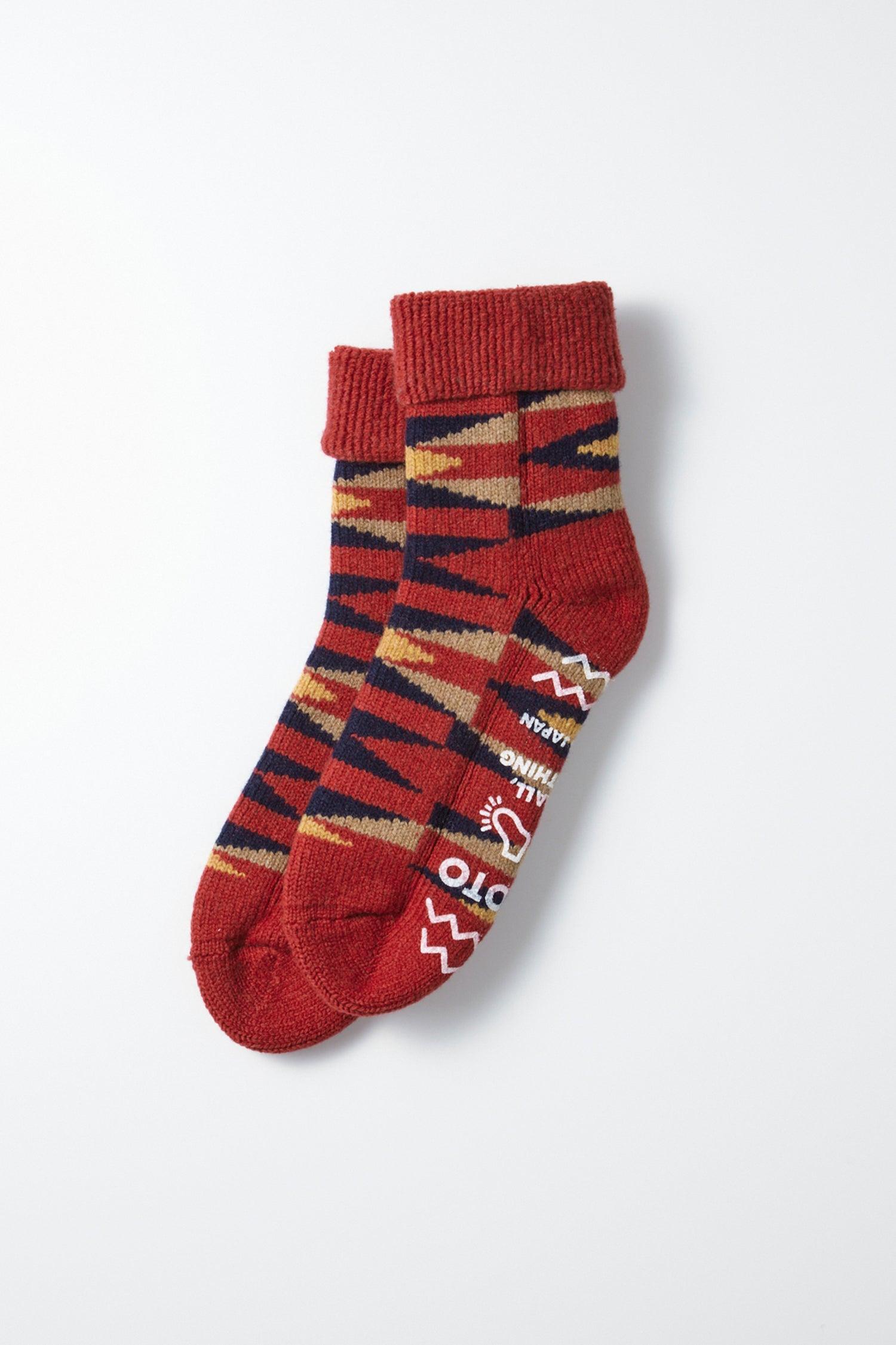 Merino Lambs Wool Room Socks "Native" / Red