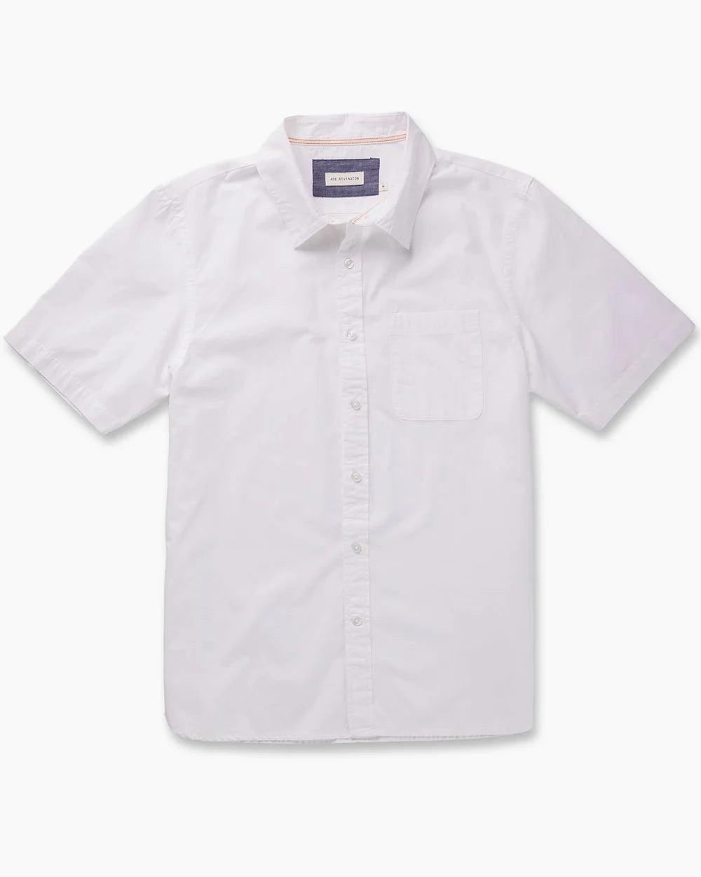 S/S Tailored Shirt Compact Poplin | White Rinse | Ace Rivington