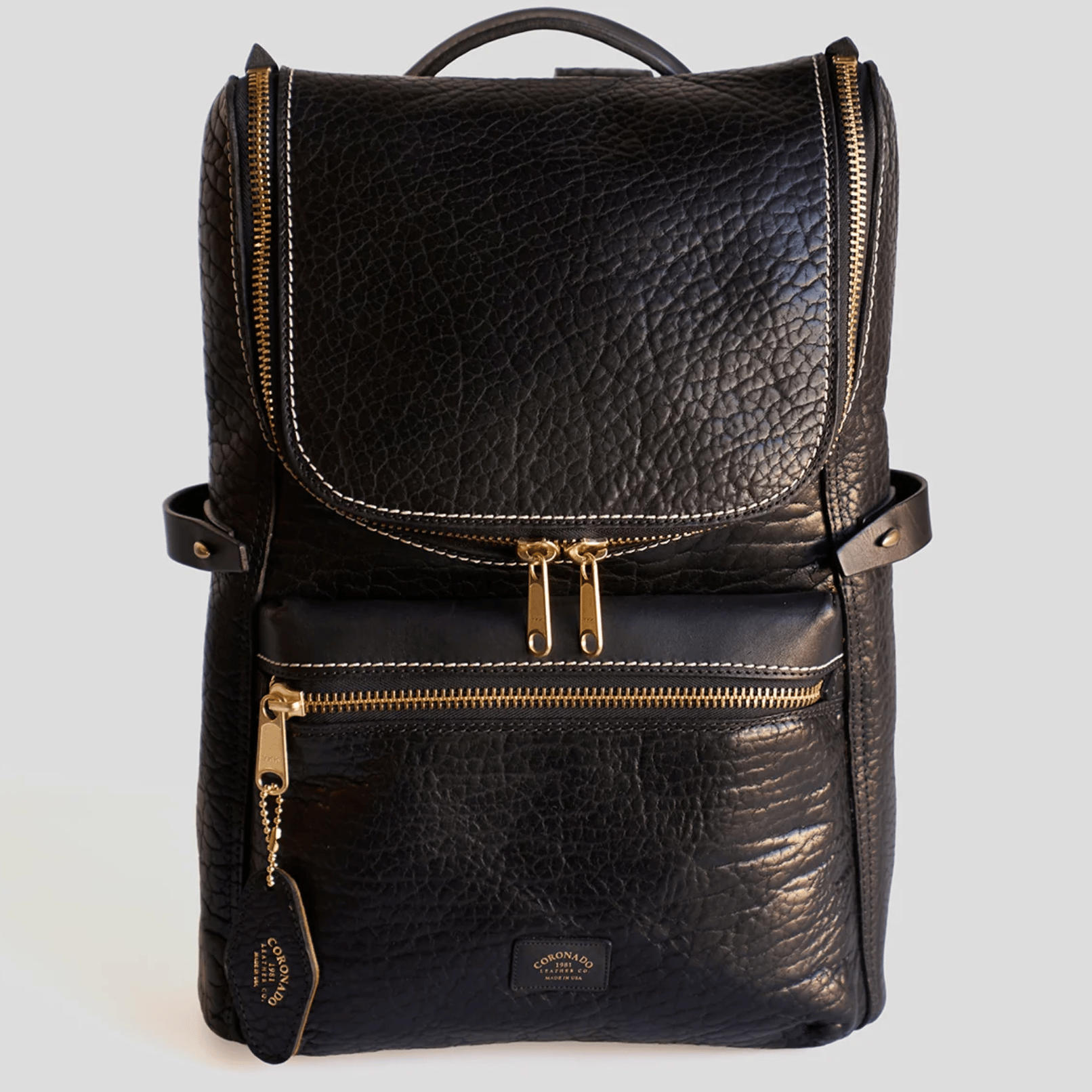 Top Zip Bison Backpack #755 | Black | Coronado Leather